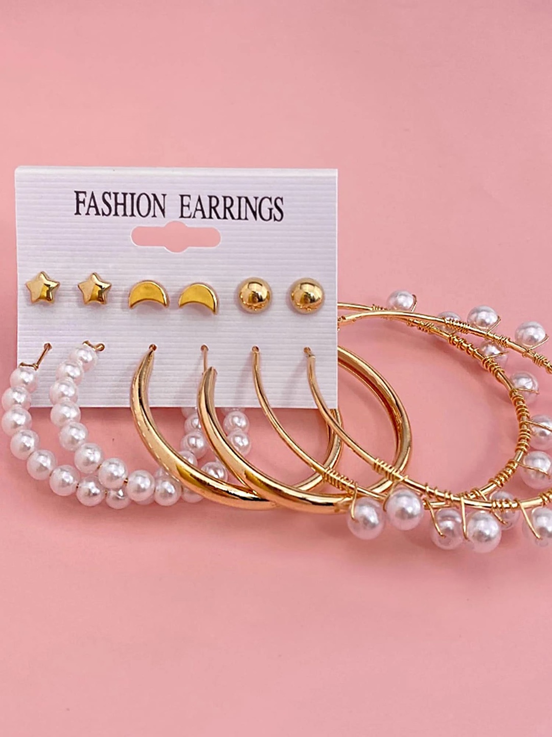 

Bohey by KARATCART Set Of 6 Gold-Plated Contemporary Hoop Earrings