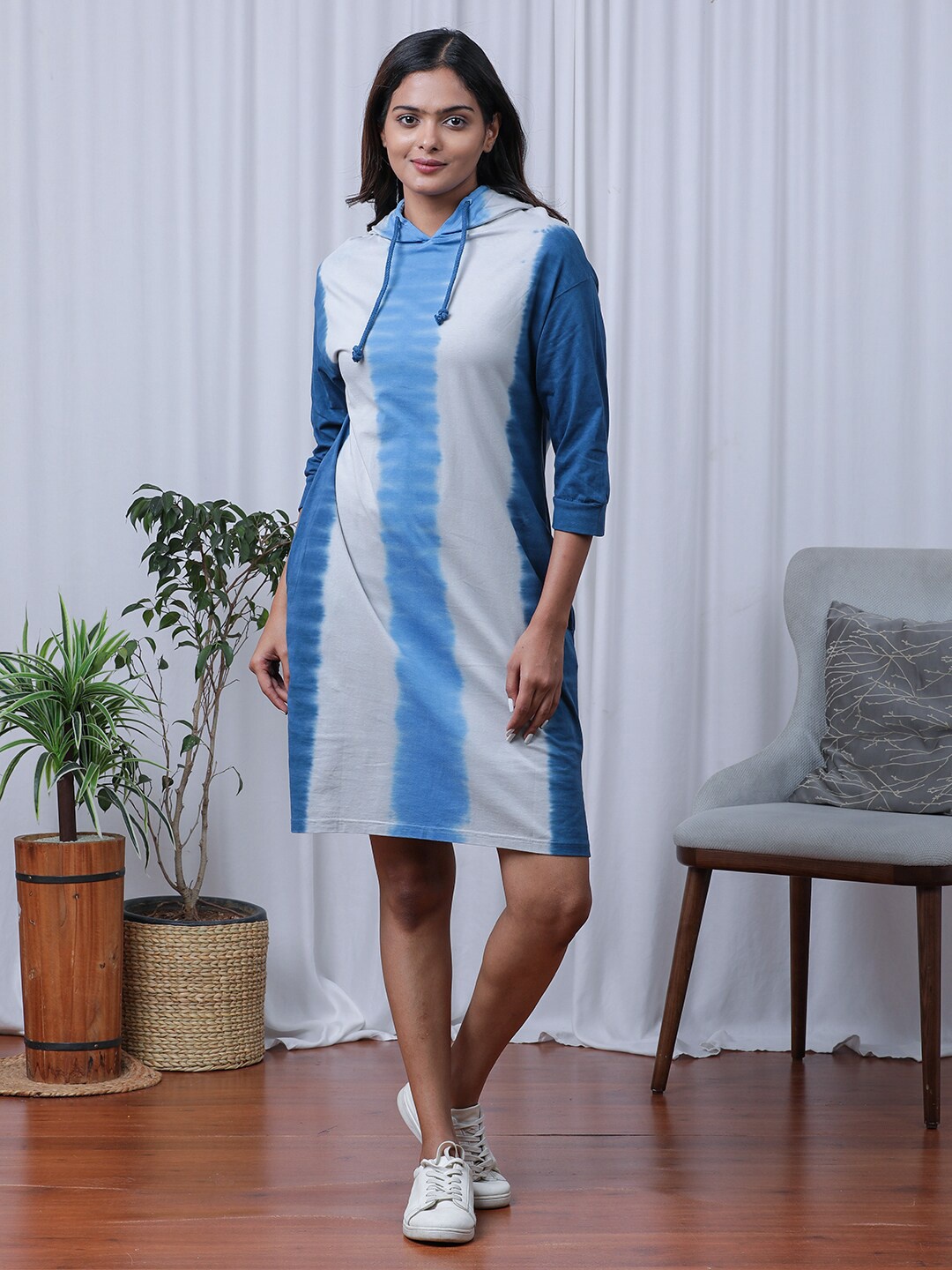 

Slumber Jill Women Cotton Hoodie Dress, Blue