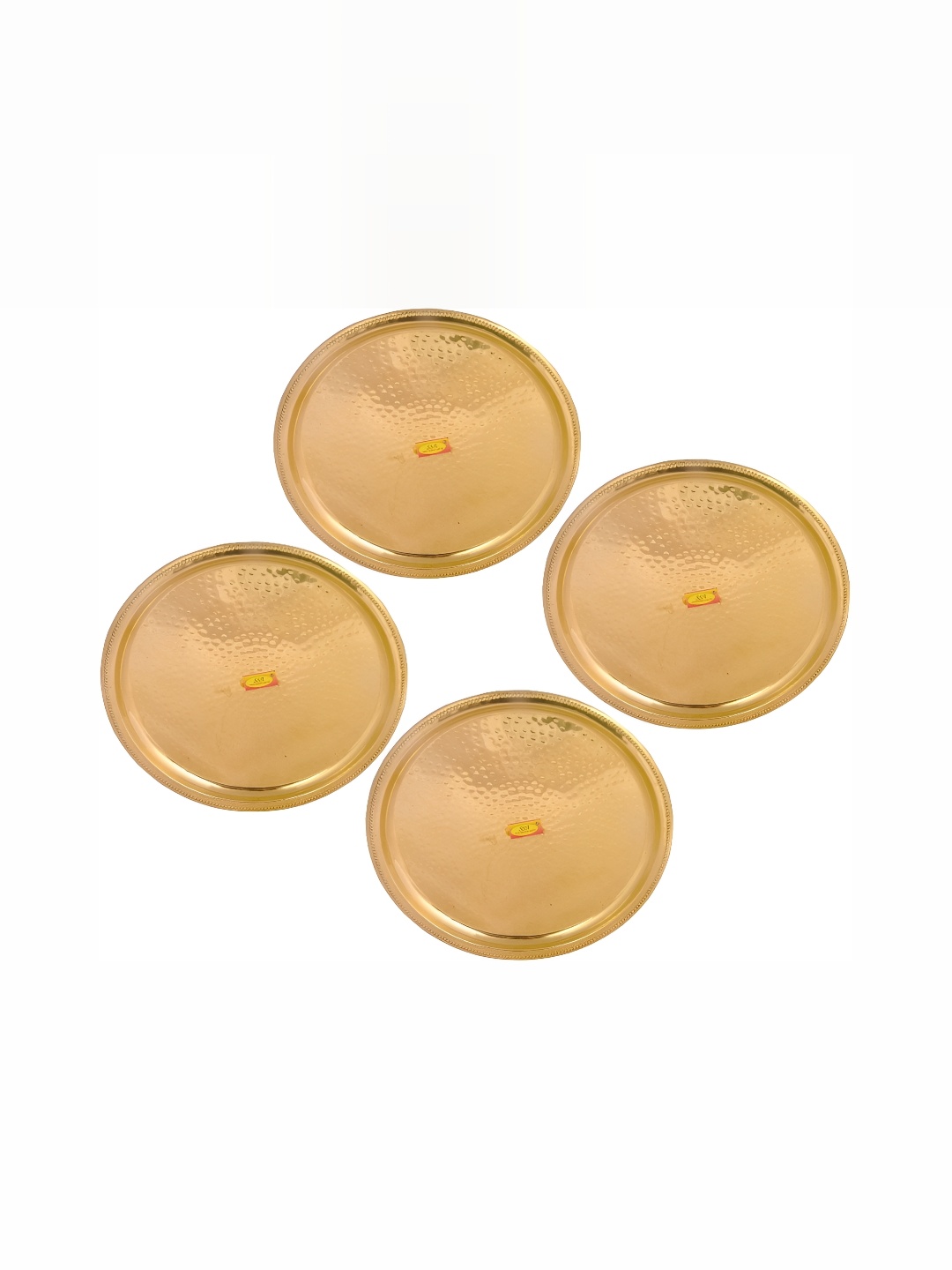 

Shivshakti Arts Gold Toned 4 Pieces Pure Brass Glossy Plates