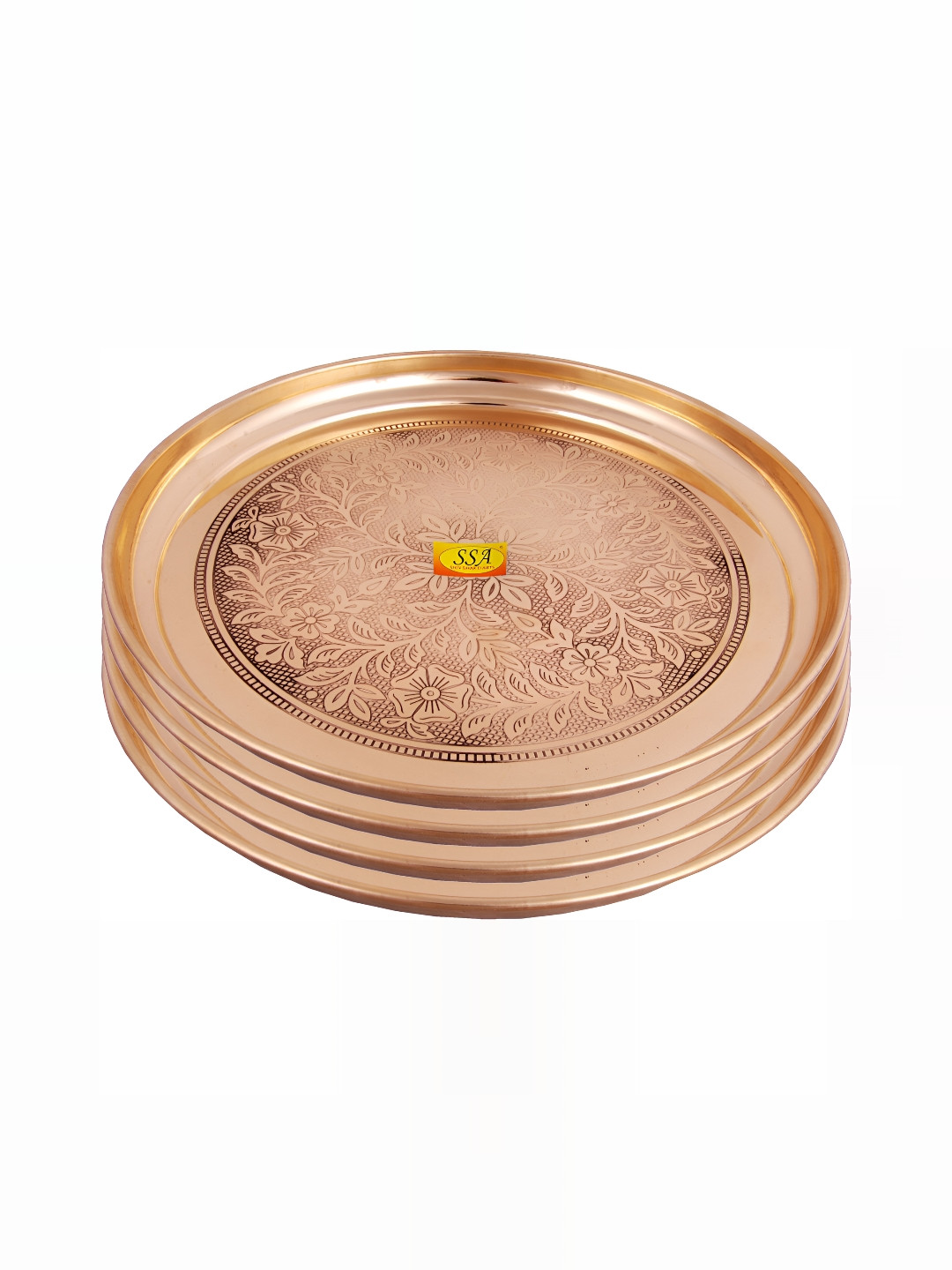 

Shivshakti Arts Gold-Toned 4 Pieces Brass Glossy Plates