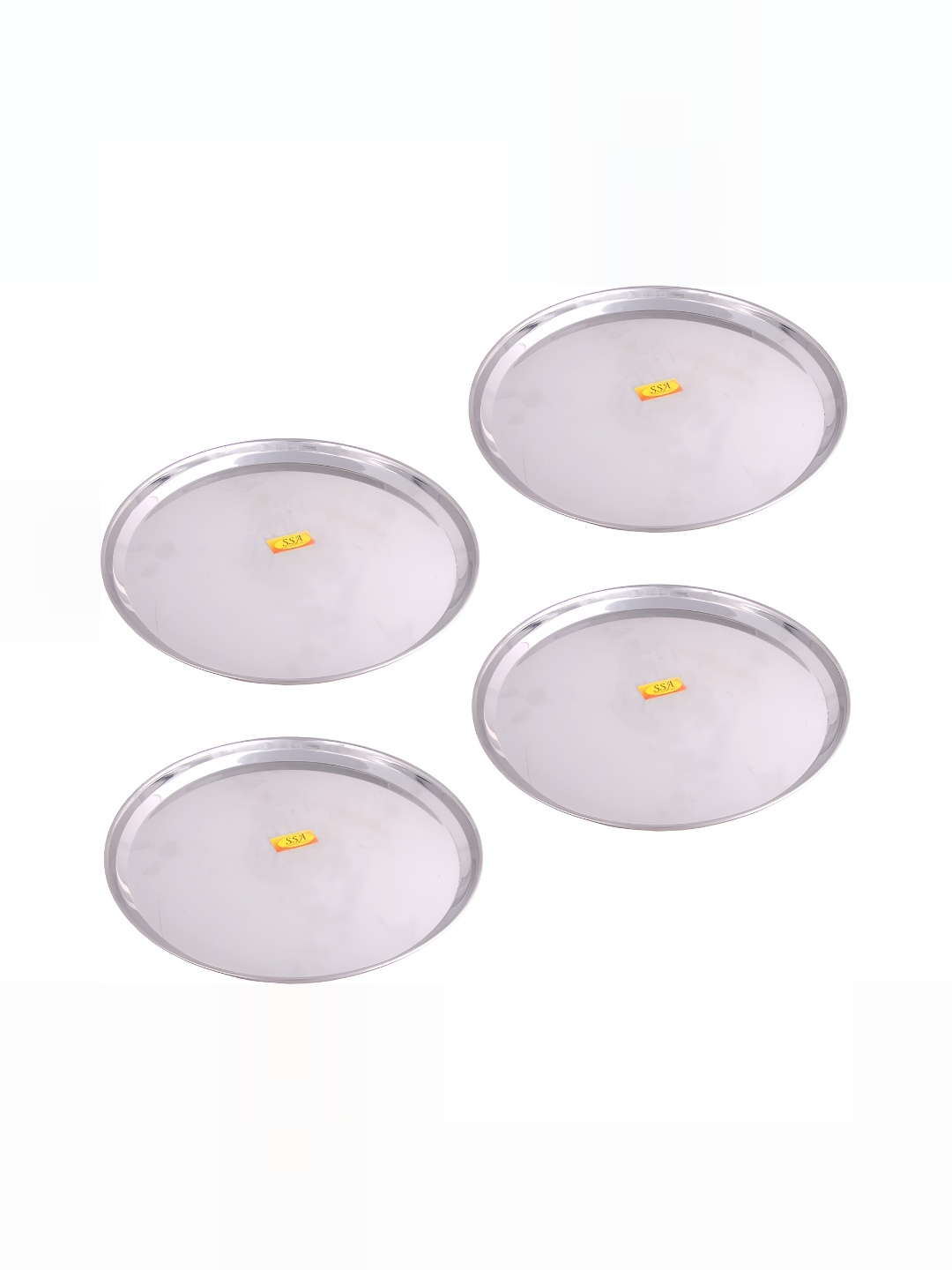 

Shivshakti Arts Silver-Toned 4 Pieces Stainless Steel Plates