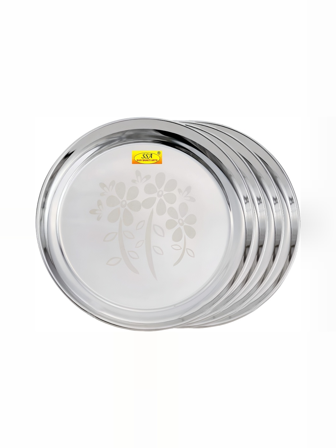

Shivshakti Arts Silver-Toned 4 Pieces Stainless Steel Plates