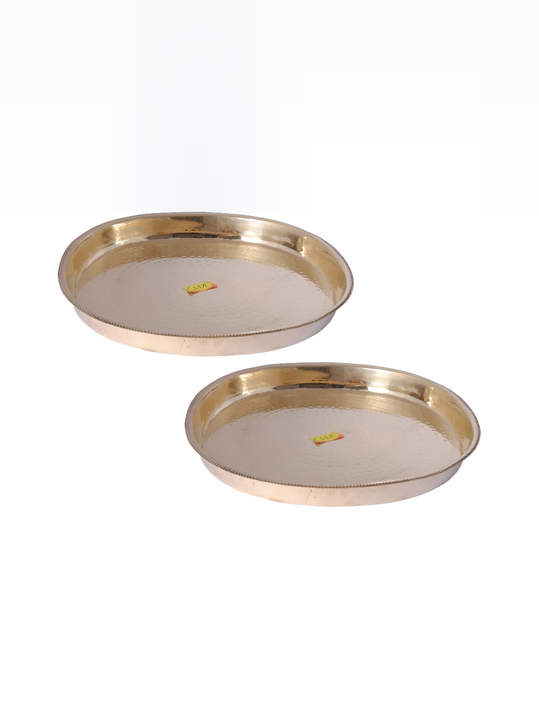 

Shivshakti Arts Yellow 2 Pieces Hammered Pure Brass Dinner Plates