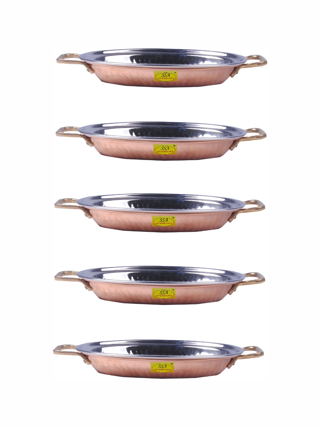 

Shivshakti Arts Brown 5 Pieces Copper Food Platters