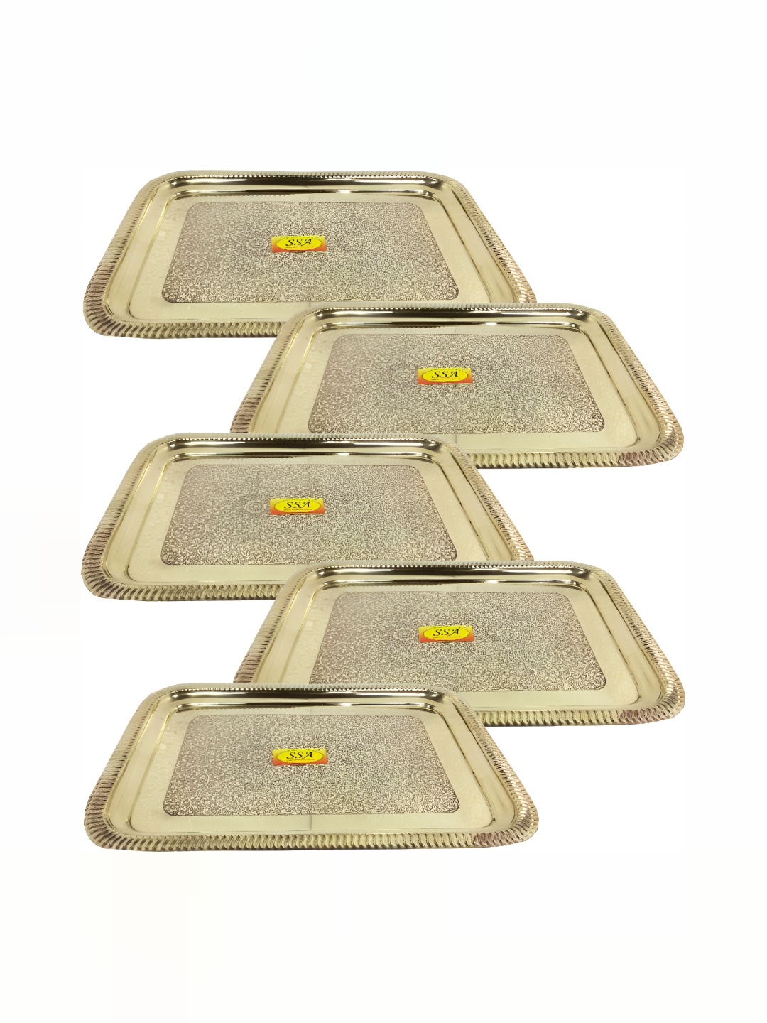 

Shivshakti Arts Yellow 5 Pieces Brass Trays