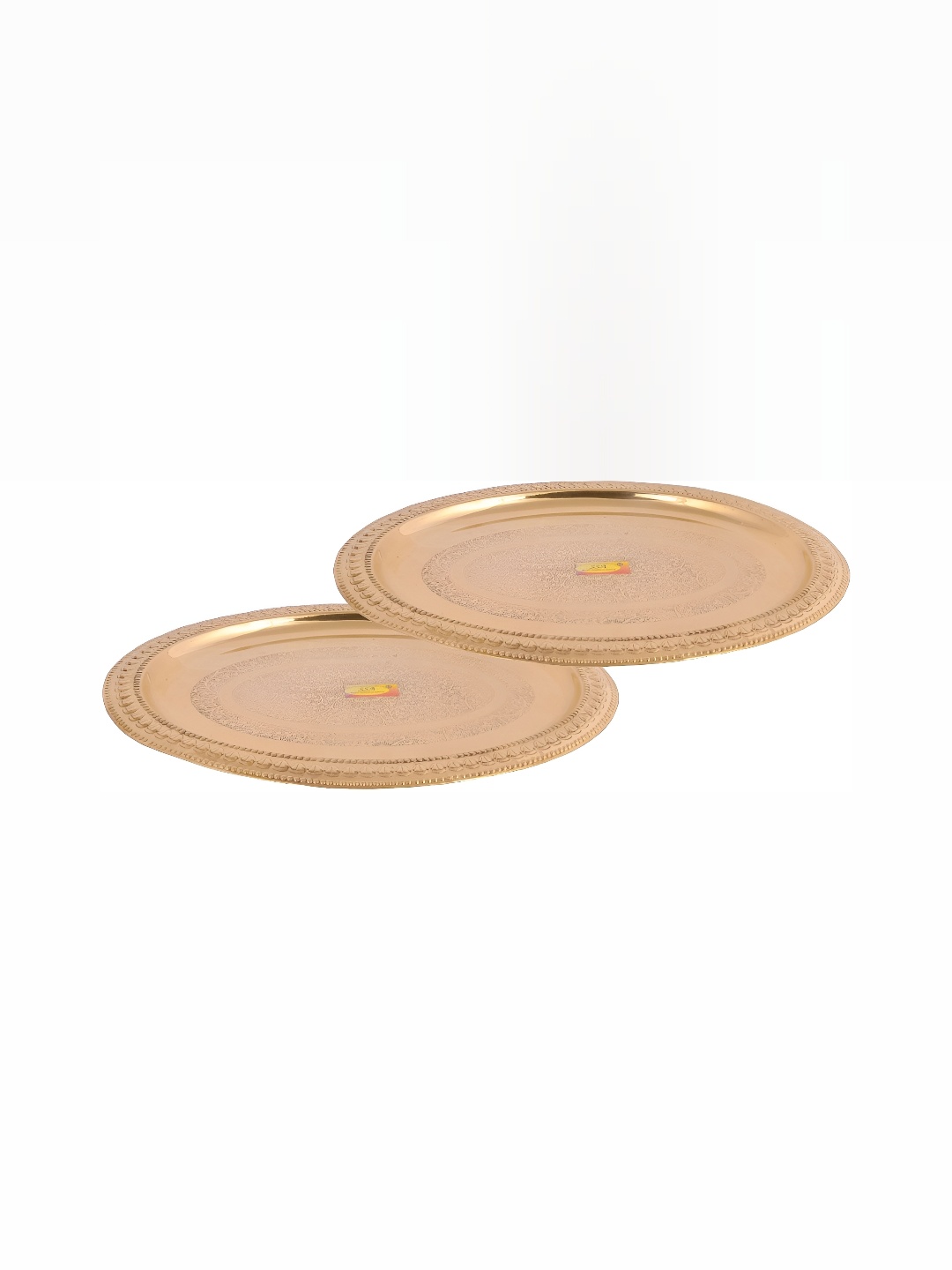 

Shivshakti Arts Gold Toned 2 Pieces Printed Brass Trays