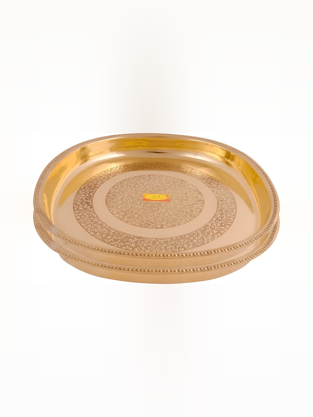 

Shivshakti Arts Gold-Toned Textured 2 Pieces Brass Thali