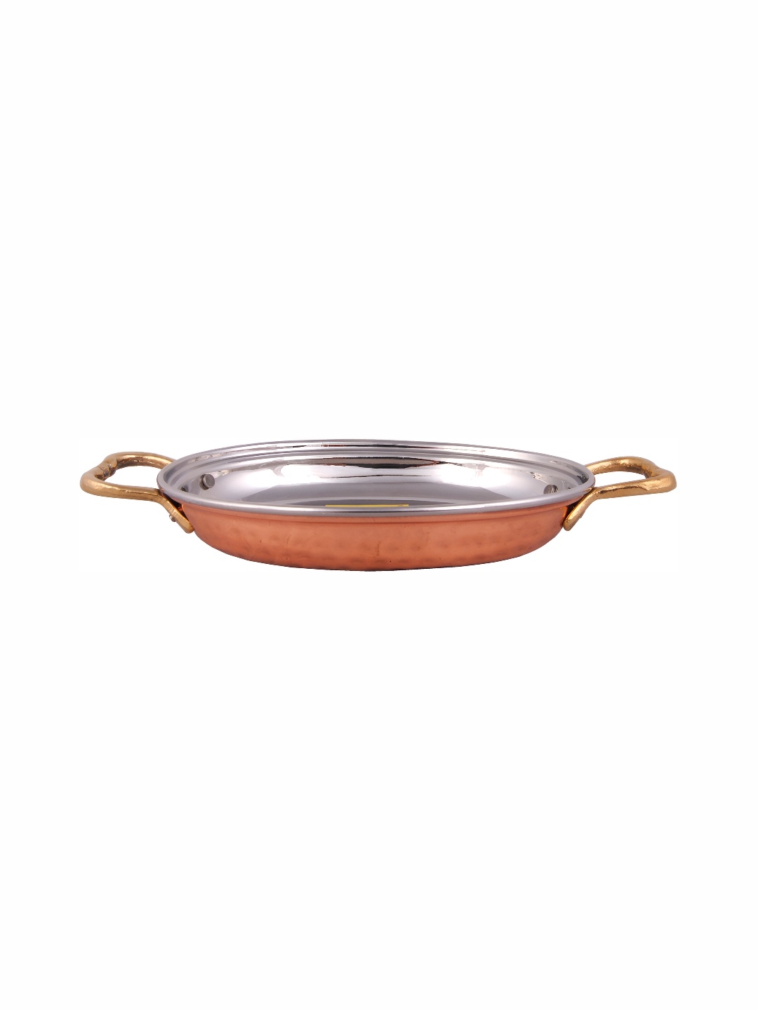 

Shivshakti Arts Brown & Silver Toned Copper Tray With Handle