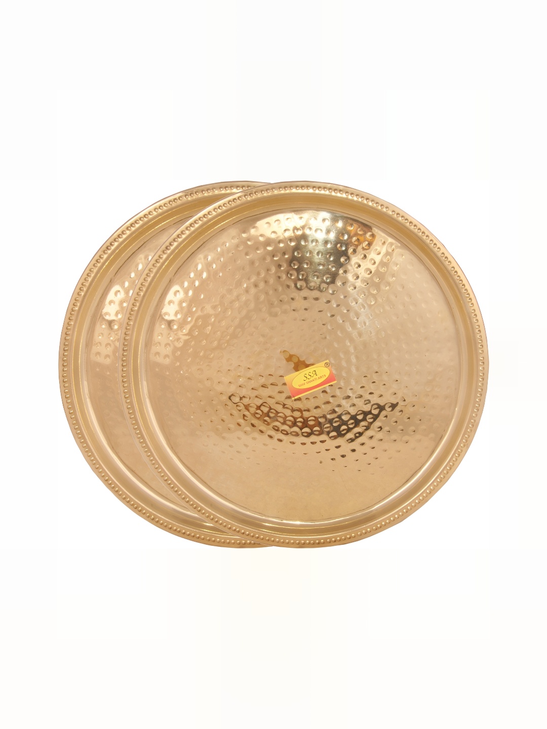 

Shivshakti Arts Gold Toned 2 Pieces Brass Textured Glossy Plates