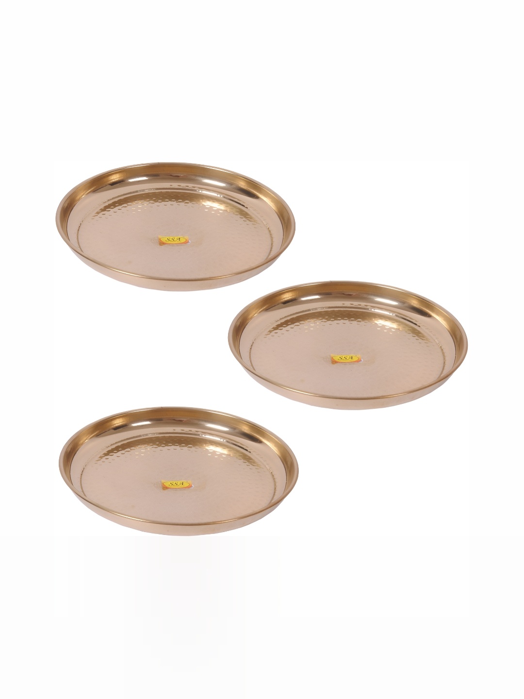 

Shivshakti Arts Yellow 3 Pieces Brass Glossy Plates