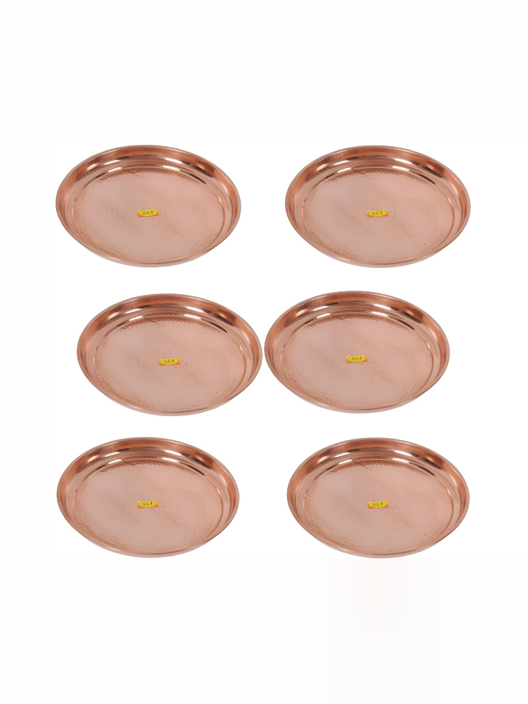 

Shivshakti Arts Brown 6 Pieces Glossy Copper Plates