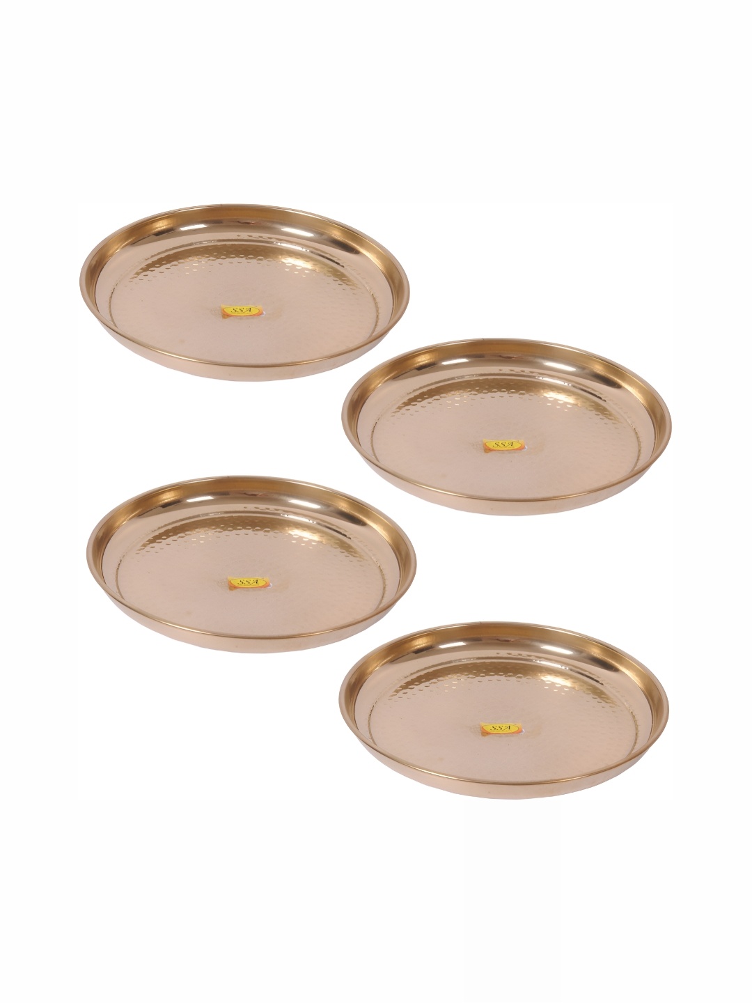 

Shivshakti Arts Brown 4 Pieces Pure Brass Plates