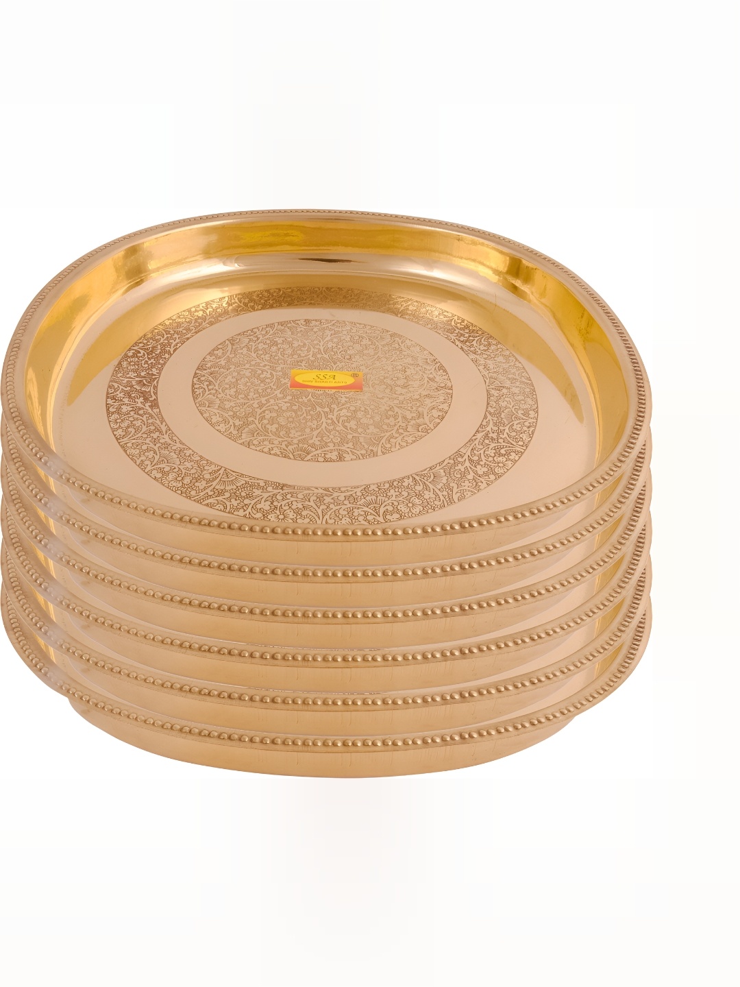 

Shivshakti Arts Gold-Toned 6 Pieces Plates Textured Brass Thali