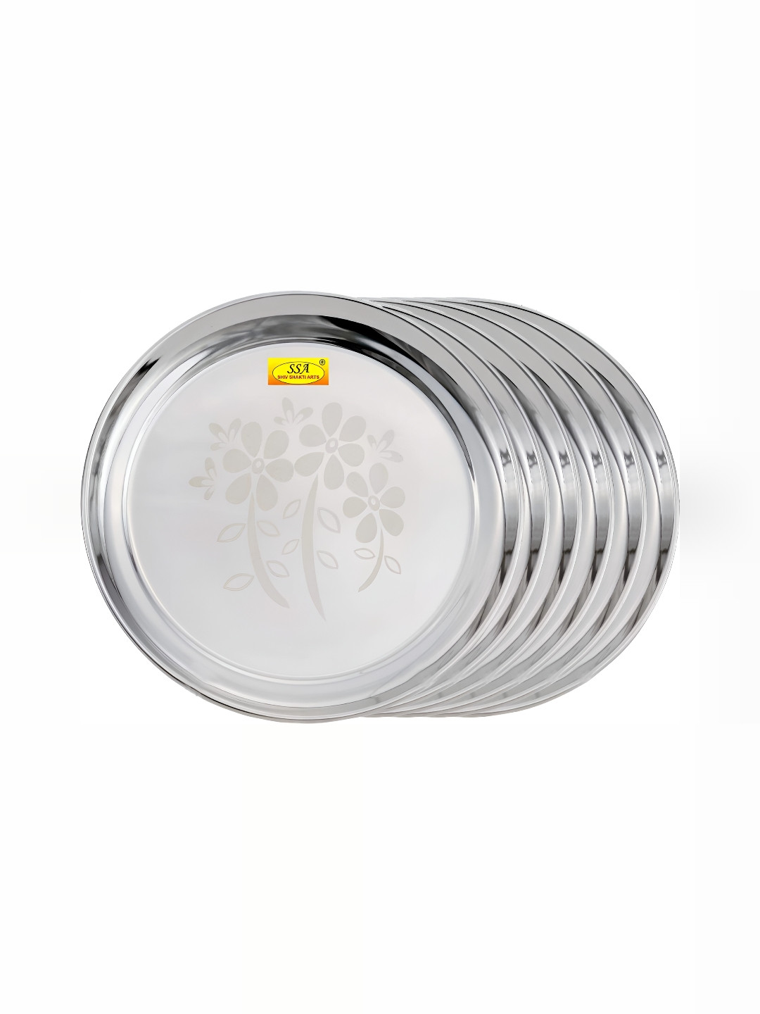 

Shivshakti Arts Silver-Toned 6 Pieces Stainless Steel Plates