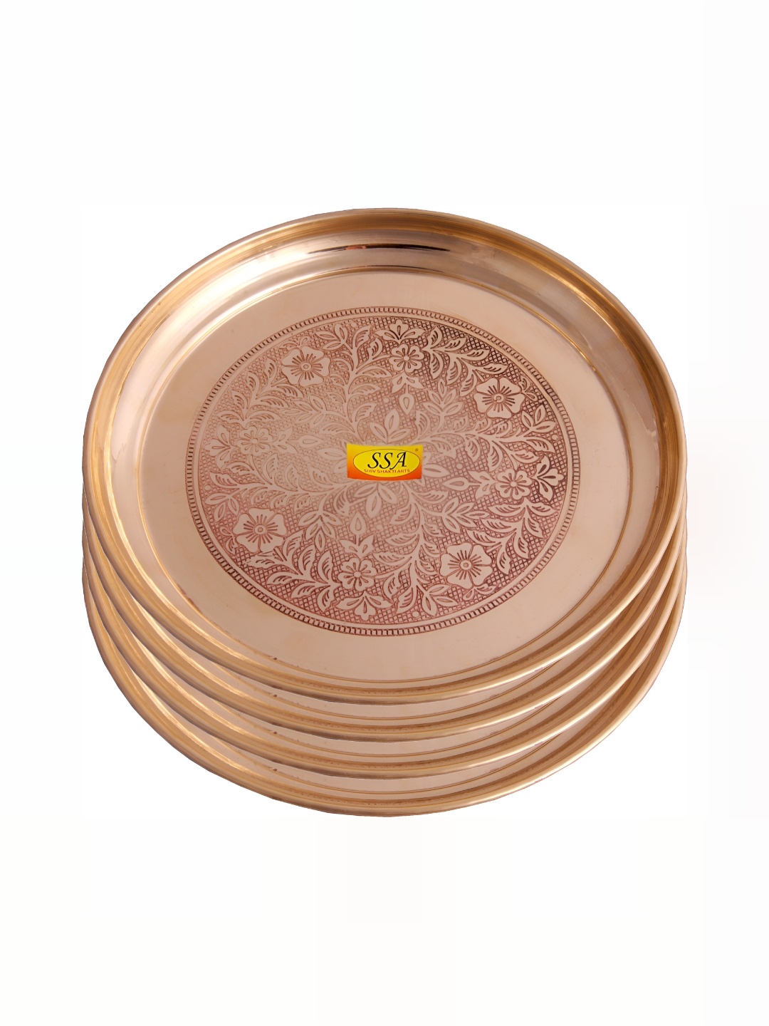 

Shivshakti Arts Gold-Toned 4 Pieces Textured Brass Plates
