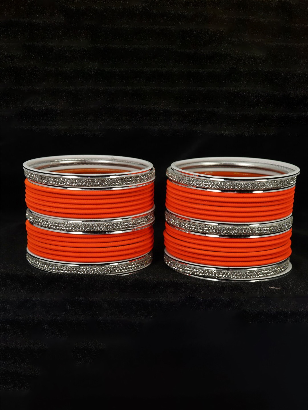 

LAVAZZA Set of 42 American Diamond Studded Bangles, Orange