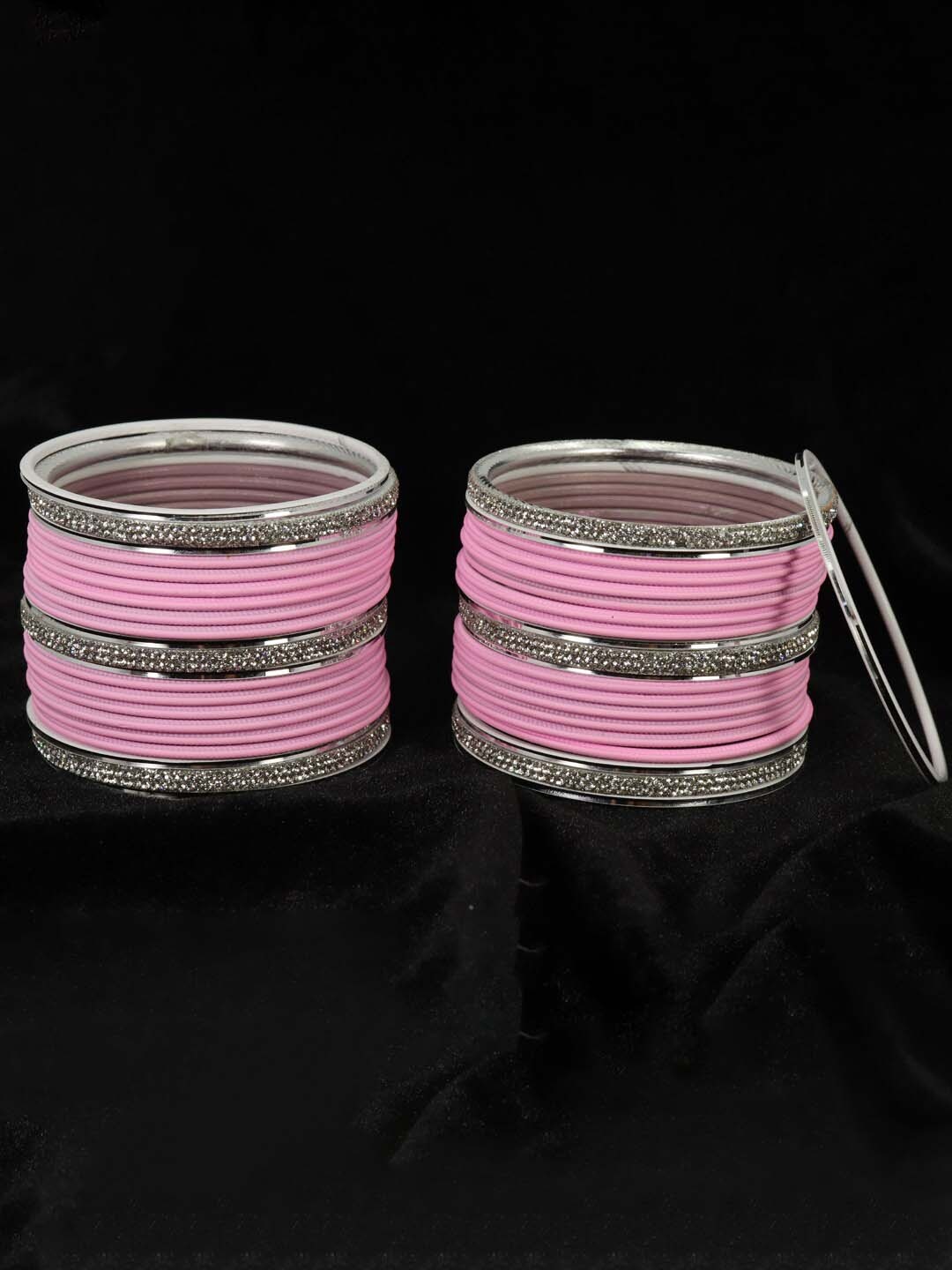 

LAVAZZA Pack of 42 American Diamond-Studded Bangles, Pink