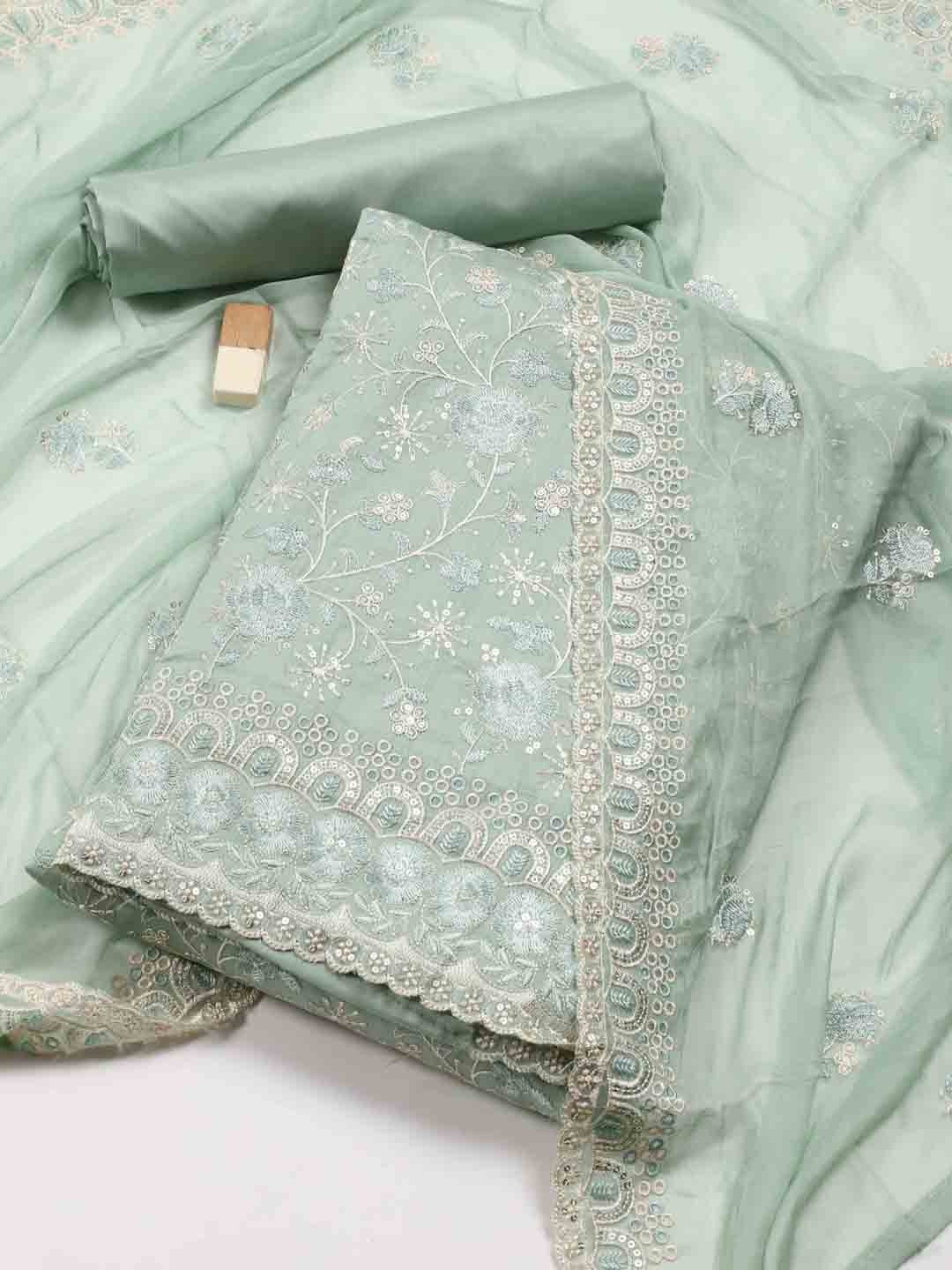 

Meena Bazaar Embroidered Unstitched Dress Material, Green