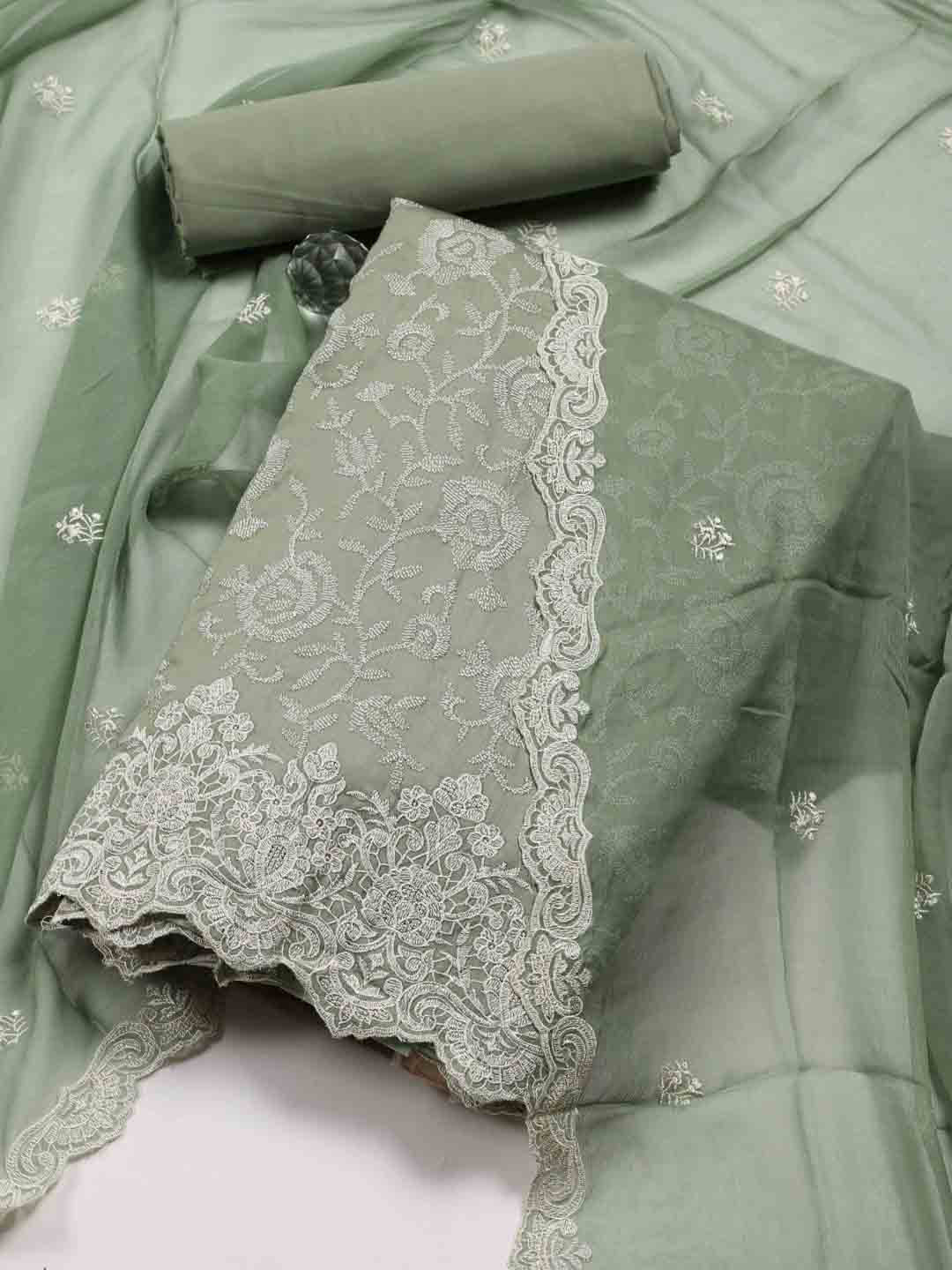 

Meena Bazaar Embroidered Unstitched Dress Material, Green