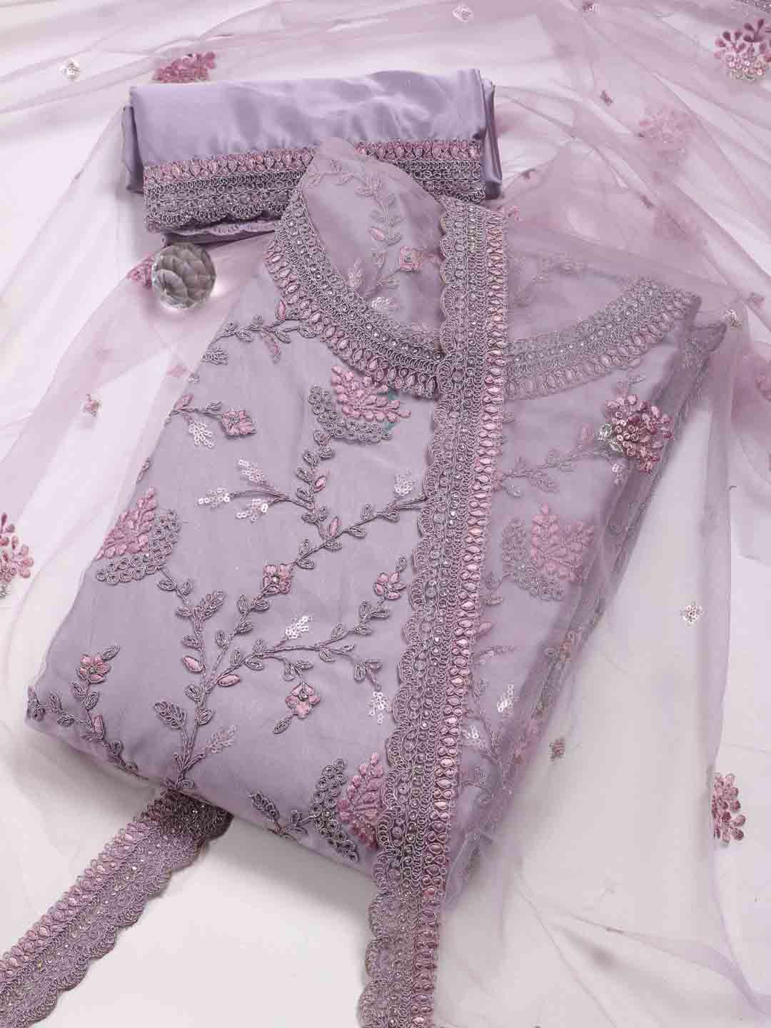 

Meena Bazaar Embroidered Unstitched Dress Material, Mauve