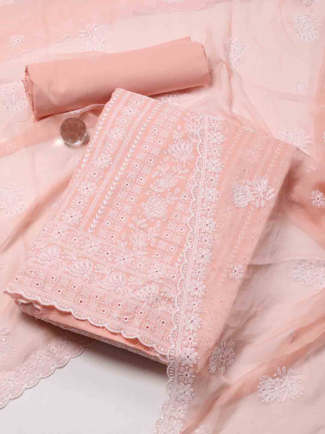 

Meena Bazaar Embroidered Unstitched Dress Material, Peach