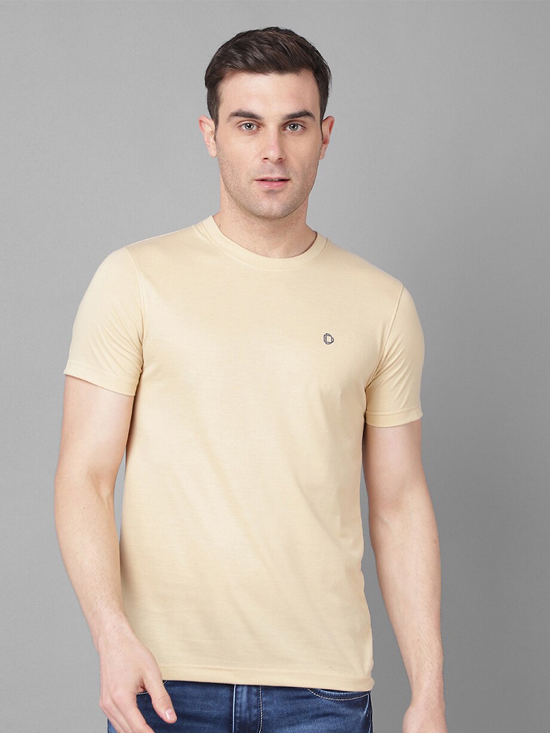 

Dollar Round Neck Cotton T-shirt, Cream