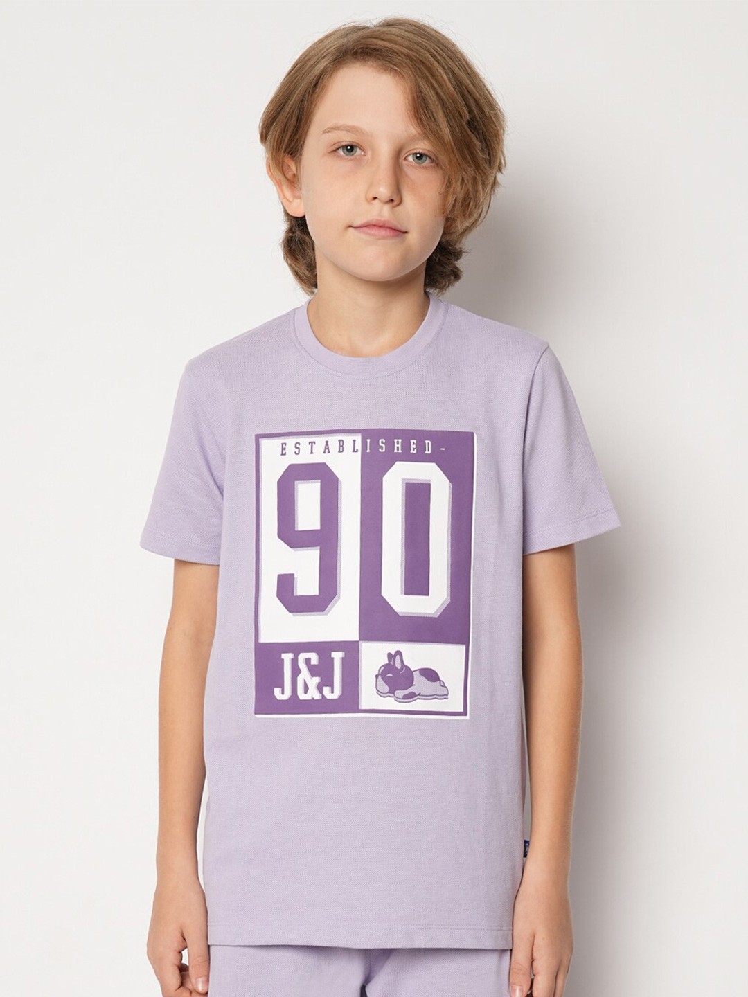 

Jack & Jones Junior Boys Typography Printed Pure Cotton T-shirt, Purple
