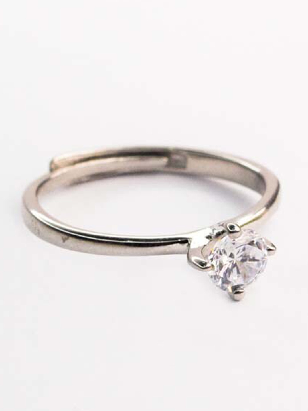 

STERLYN 925 Sterling Silver Ring Silver-Plated CZ-Studded Adjustable Finger Ring