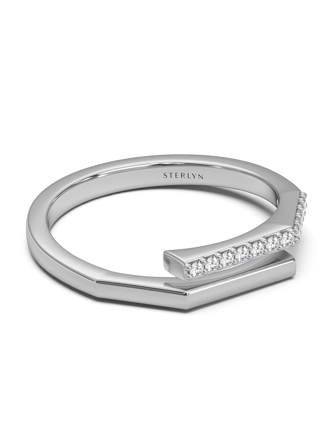 

STERLYN 925 Sterling Silver Ring Silver Plated CZ Studded Finger Ring