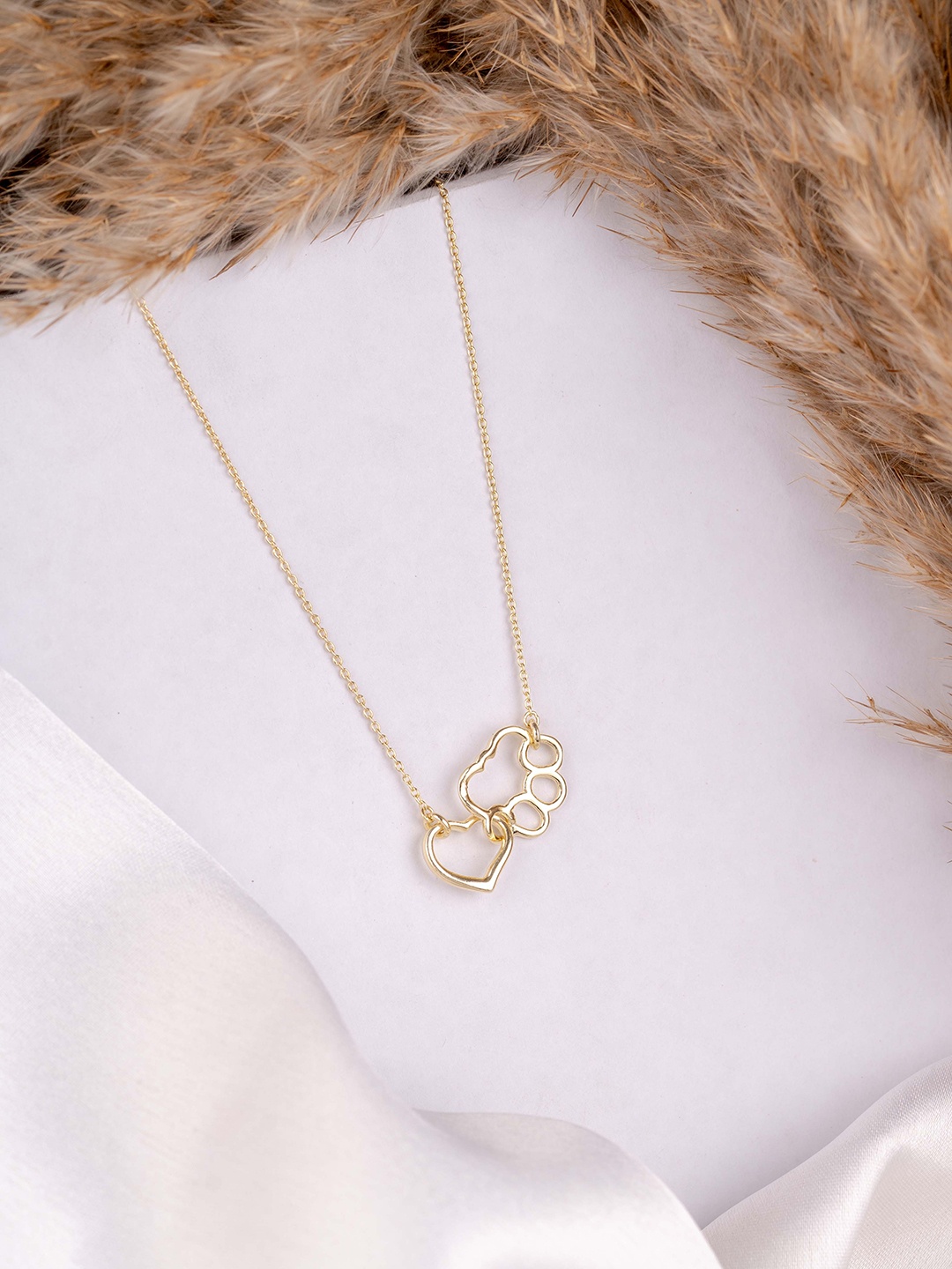 

STERLYN 925 Sterling Silver Gold-Plated Heart Shaped Pendants with Chains