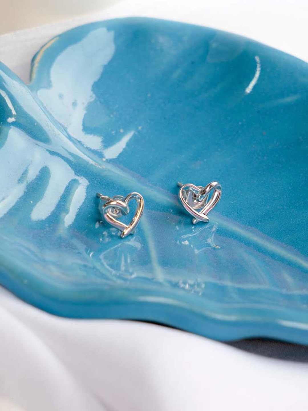 

STERLYN 925 Sterling Silver Plated Heart Shaped Stud Earrings