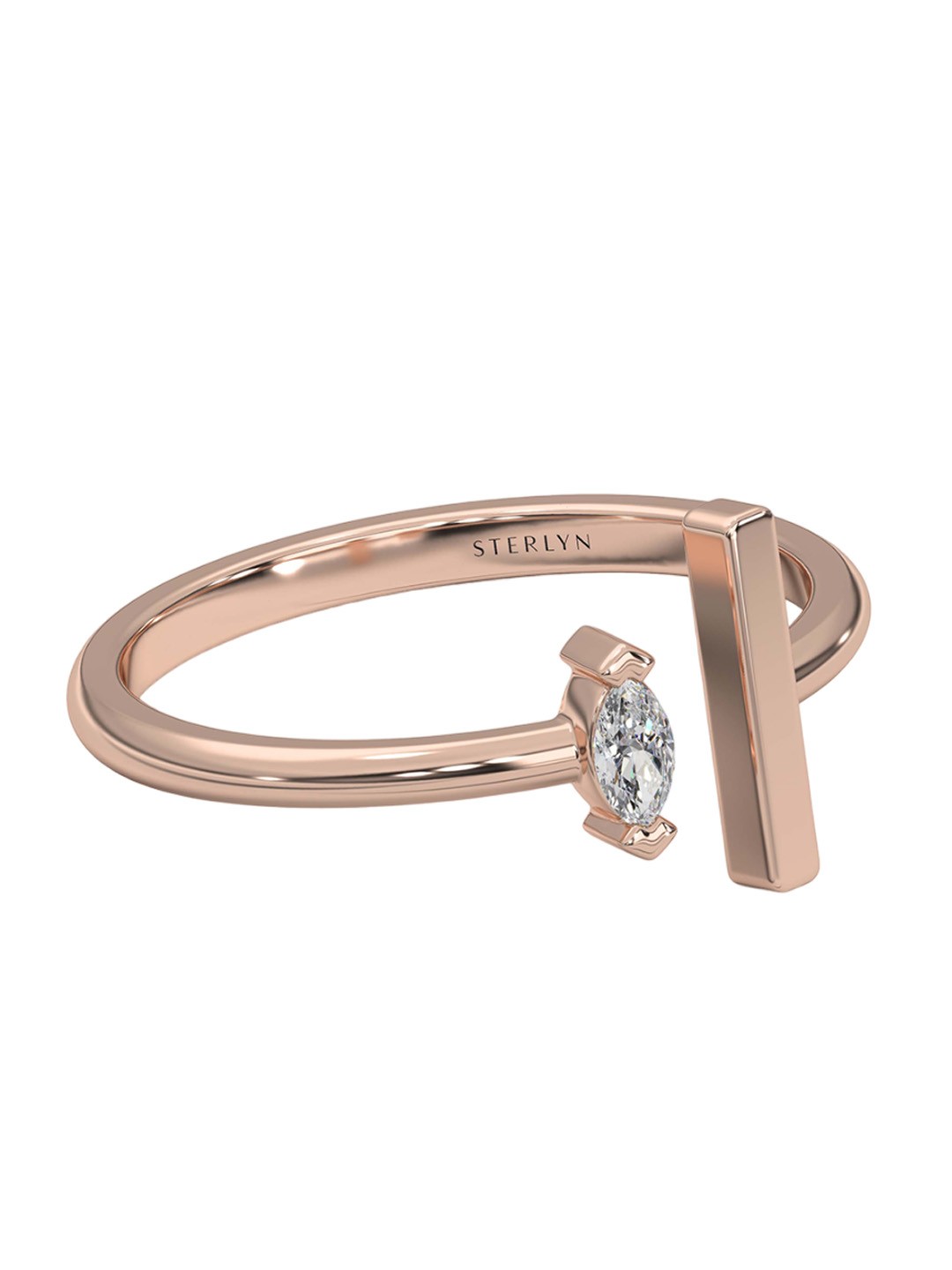 

STERLYN 925 Sterling Silver Rose Gold Plated CZ Studded Finger Ring
