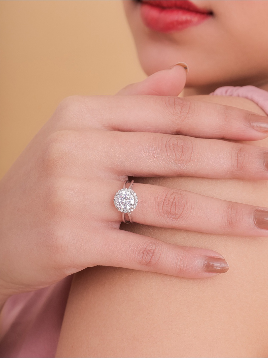 

STERLYN 925 Sterling Silver Ring Silver Plated CZ Studded Finger Ring