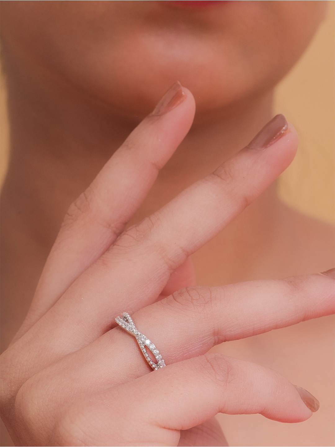 STERLYN 925 Sterling Silver Ring Silver Plated CZ Studded Finger Ring