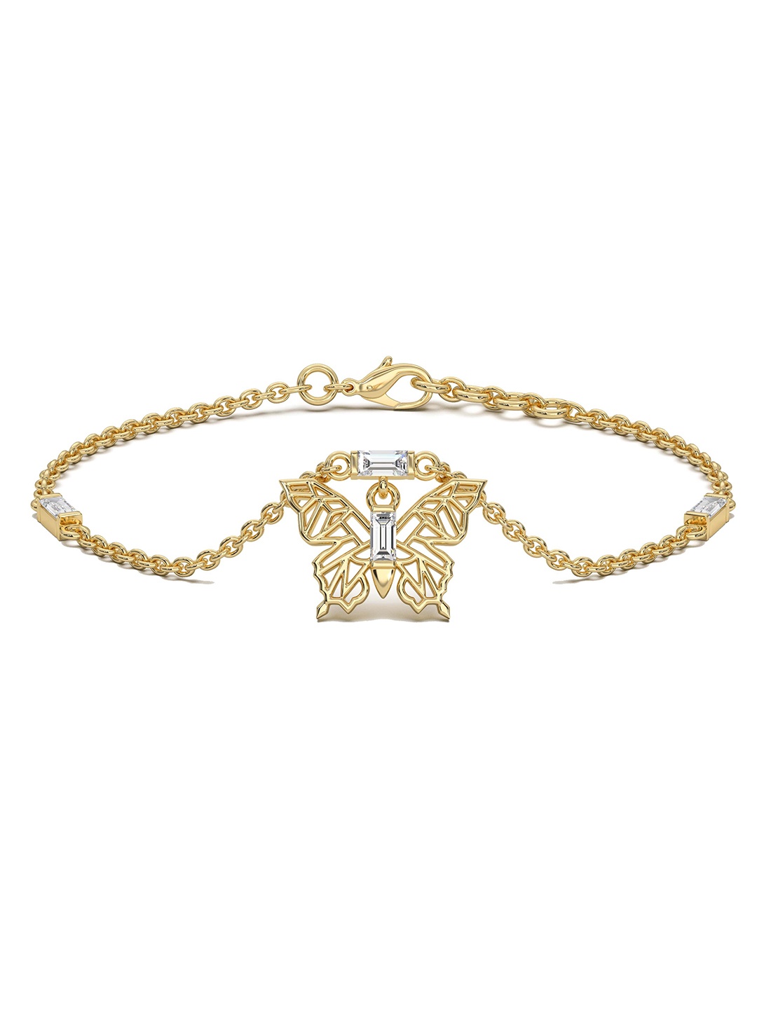 

STERLYN 925 Sterling Silver Cubic Zirconia Gold-Plated Charm Bracelet