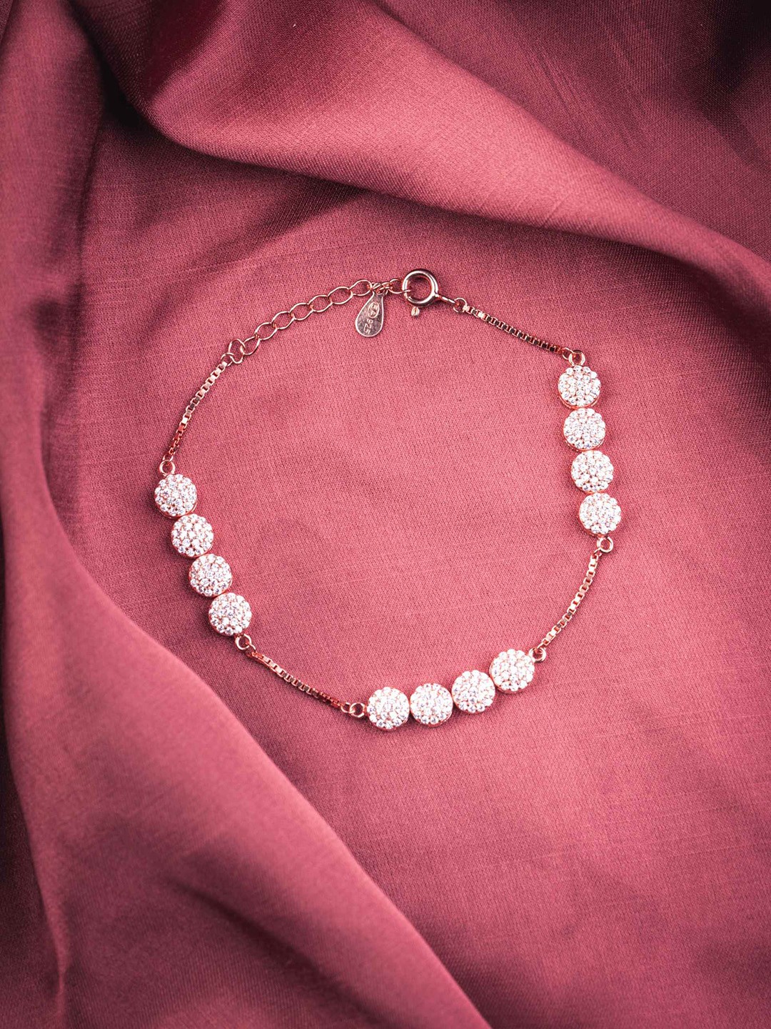 

STERLYN 925 Sterling Silver Cubic Zirconia Rose Gold-Plated Link Bracelet