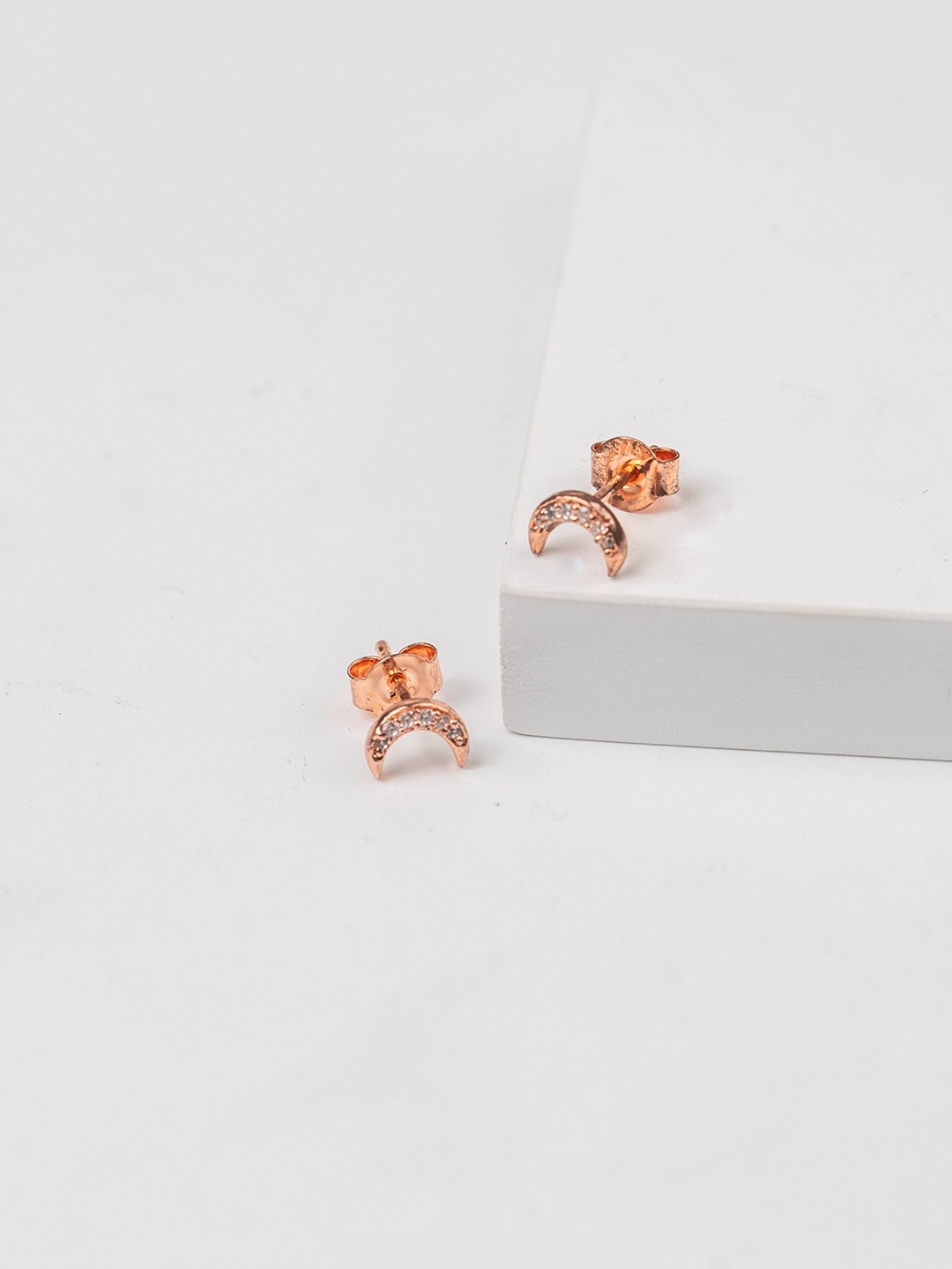 

STERLYN 925 Sterling Silver Earrings Cubic Zirconia Studs, Rose gold