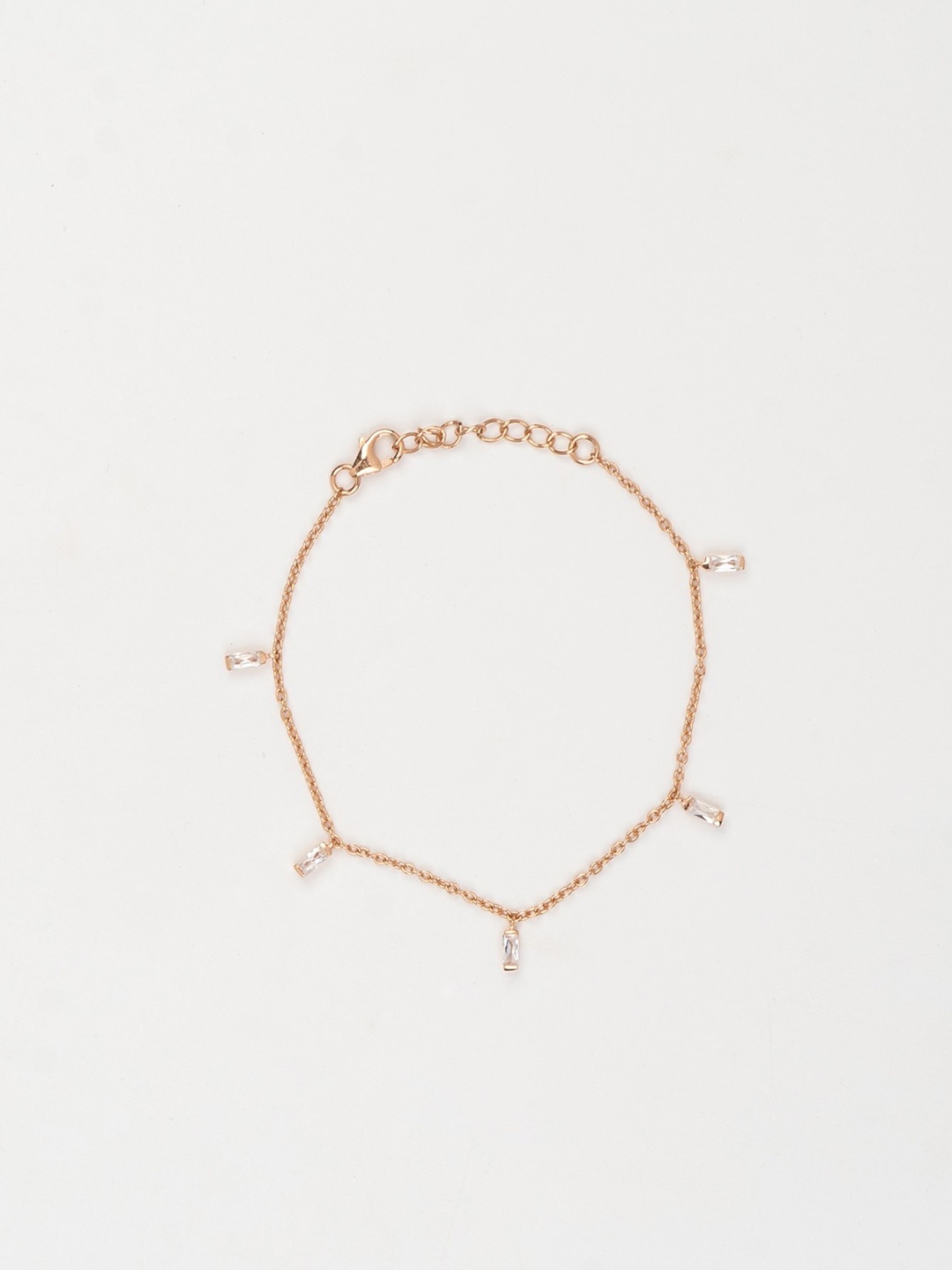 

STERLYN 925 Sterling Silver Cubic Zirconia Rose Gold-Plated Link Bracelet