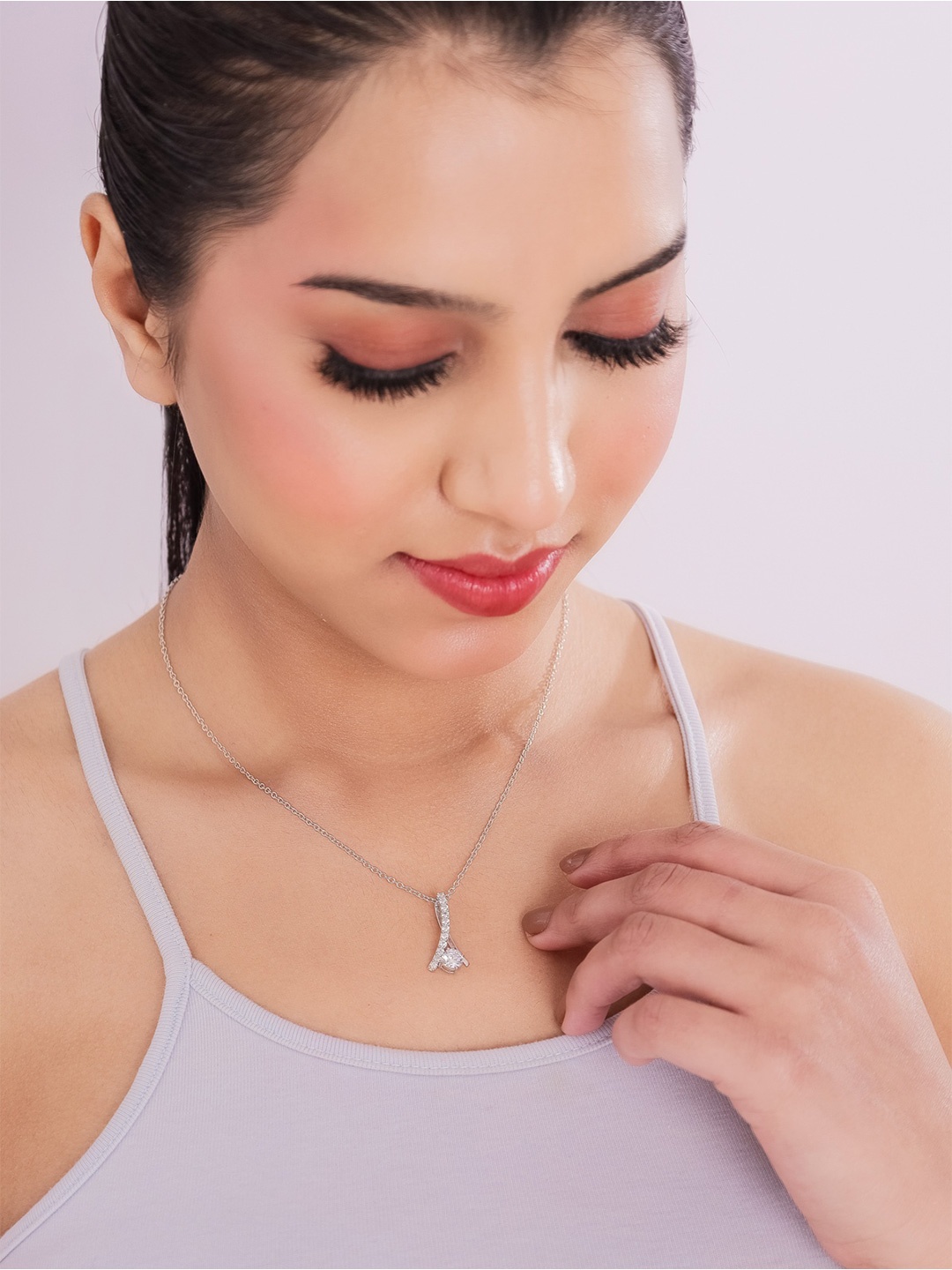 

STERLYN 925 Sterling Silver Rhodium-Plated Contemporary Pendant With Chain