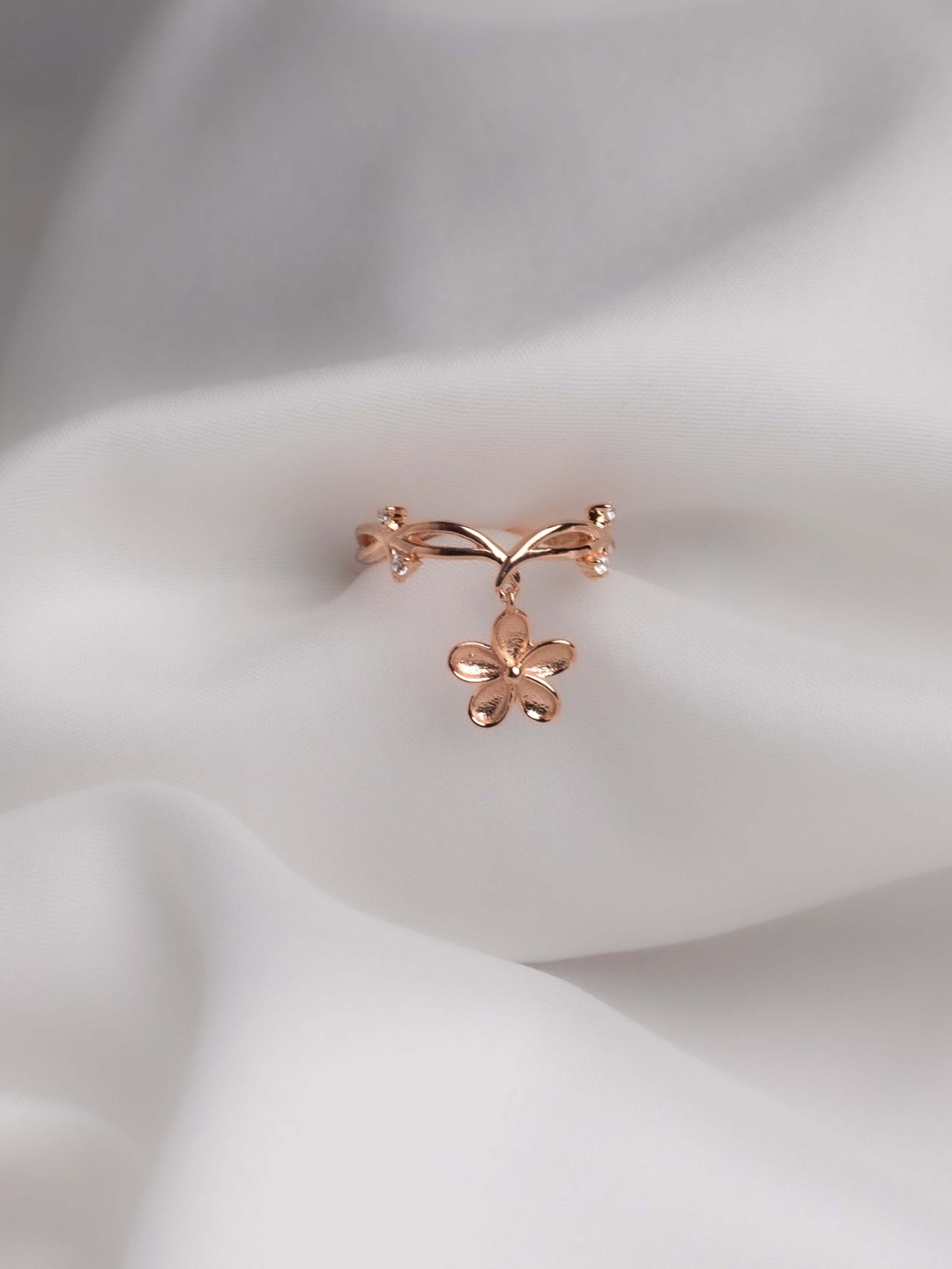 

STERLYN 925 Sterling Silver Rose Gold-Plated Adjustable Finger Ring