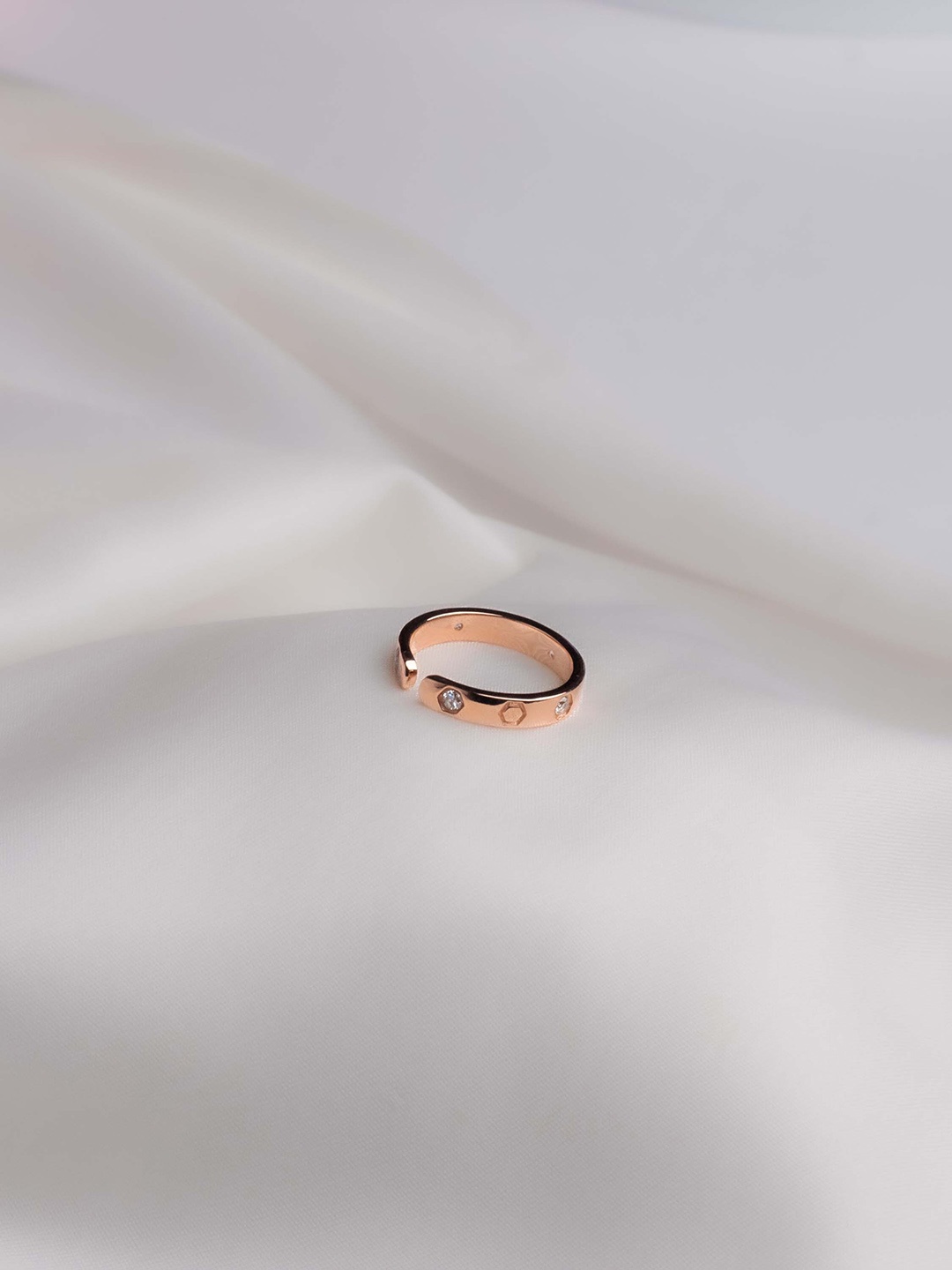 

STERLYN 925 Sterling Silver Set of 2 Rose Gold Plated Adjustable Finger Rings