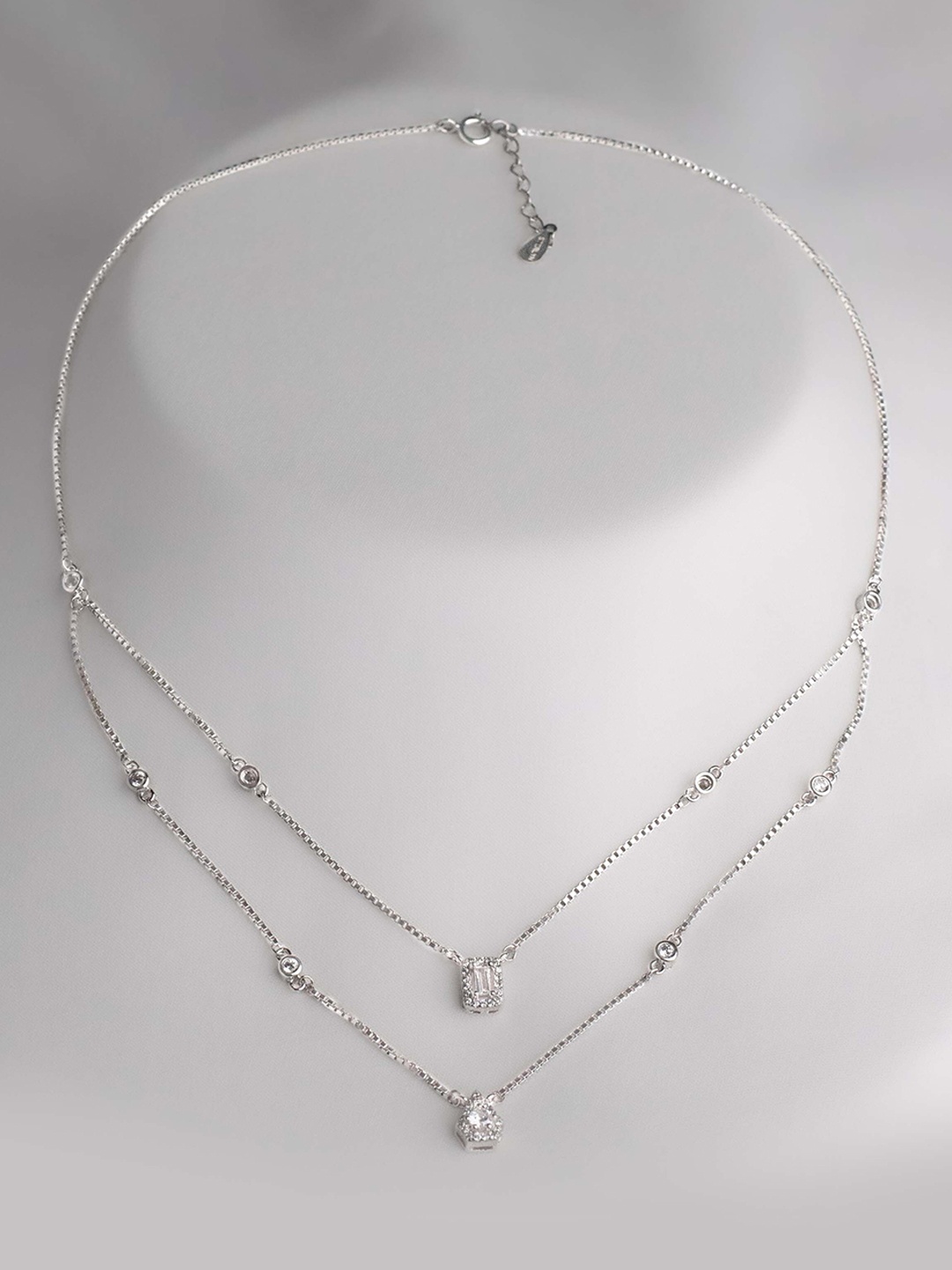 

STERLYN 925 Sterling Silver Rhodium-Plated Cubic Necklace