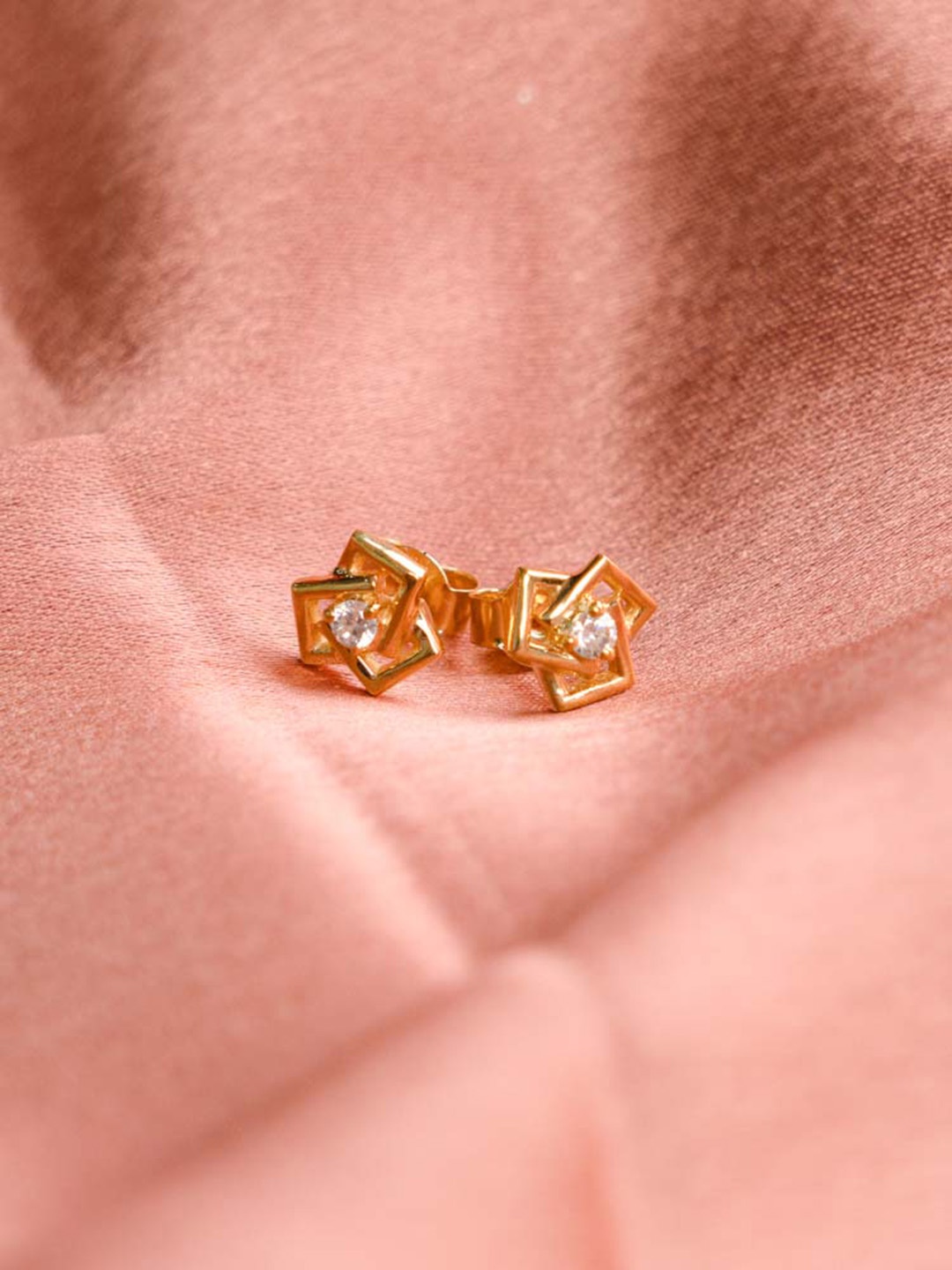 

STERLYN 92.5 Sterling Silver Gold-Plated Cubic Zirconia Studded Studs Earrings