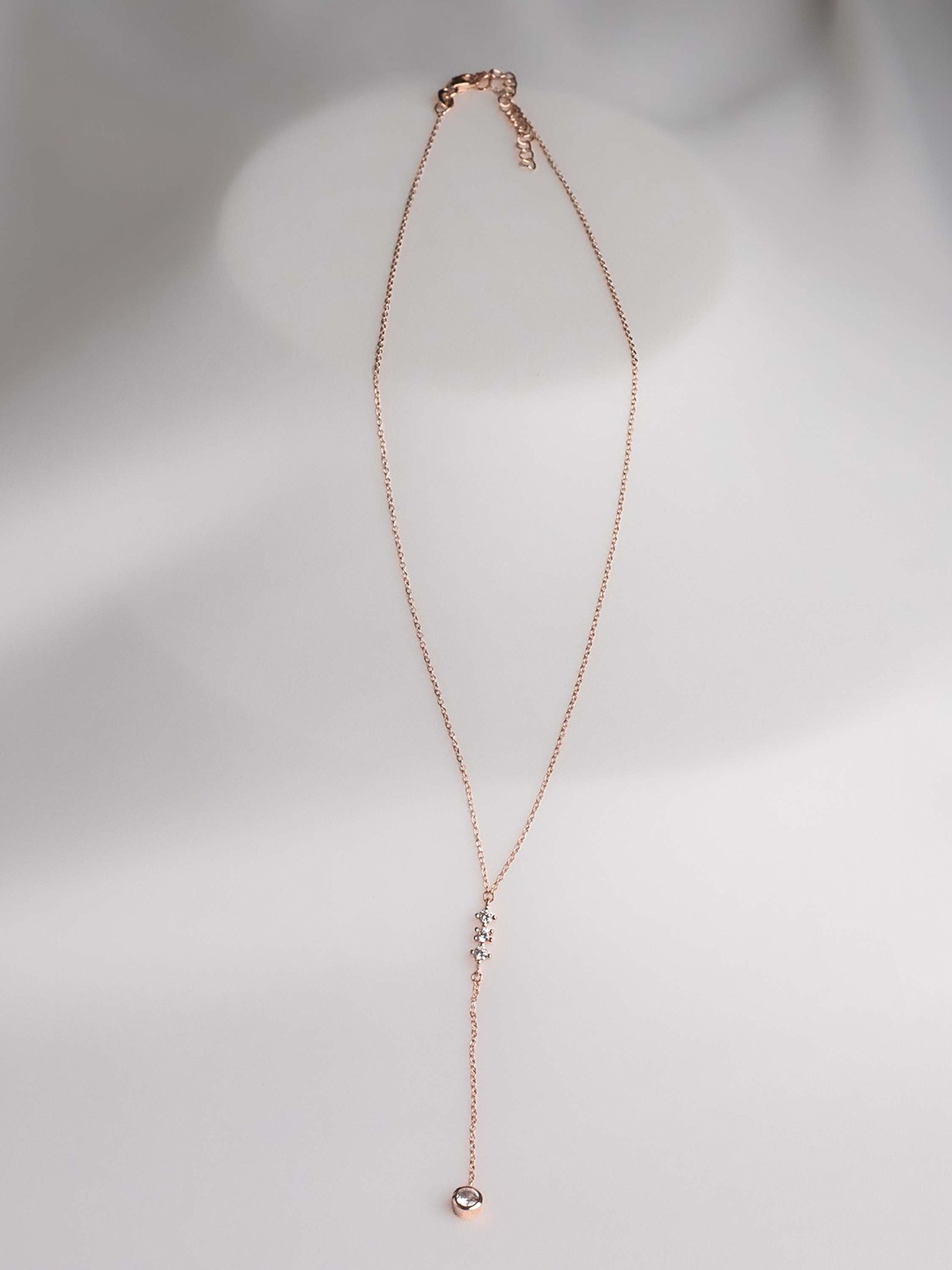 

STERLYN 925 Sterling Silver Rose Gold-Plated Cubic Zirconia Studded Necklace
