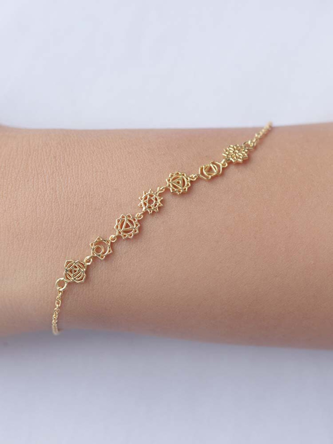 

STERLYN 925 Sterling Silver Gold-Plated Wraparound Seven Chakra Bracelet