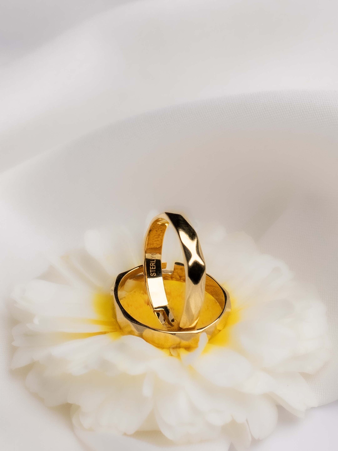 

STERLYN Set Of 2 925 Sterling Silver Gold-plated Adjustable Finger Rings