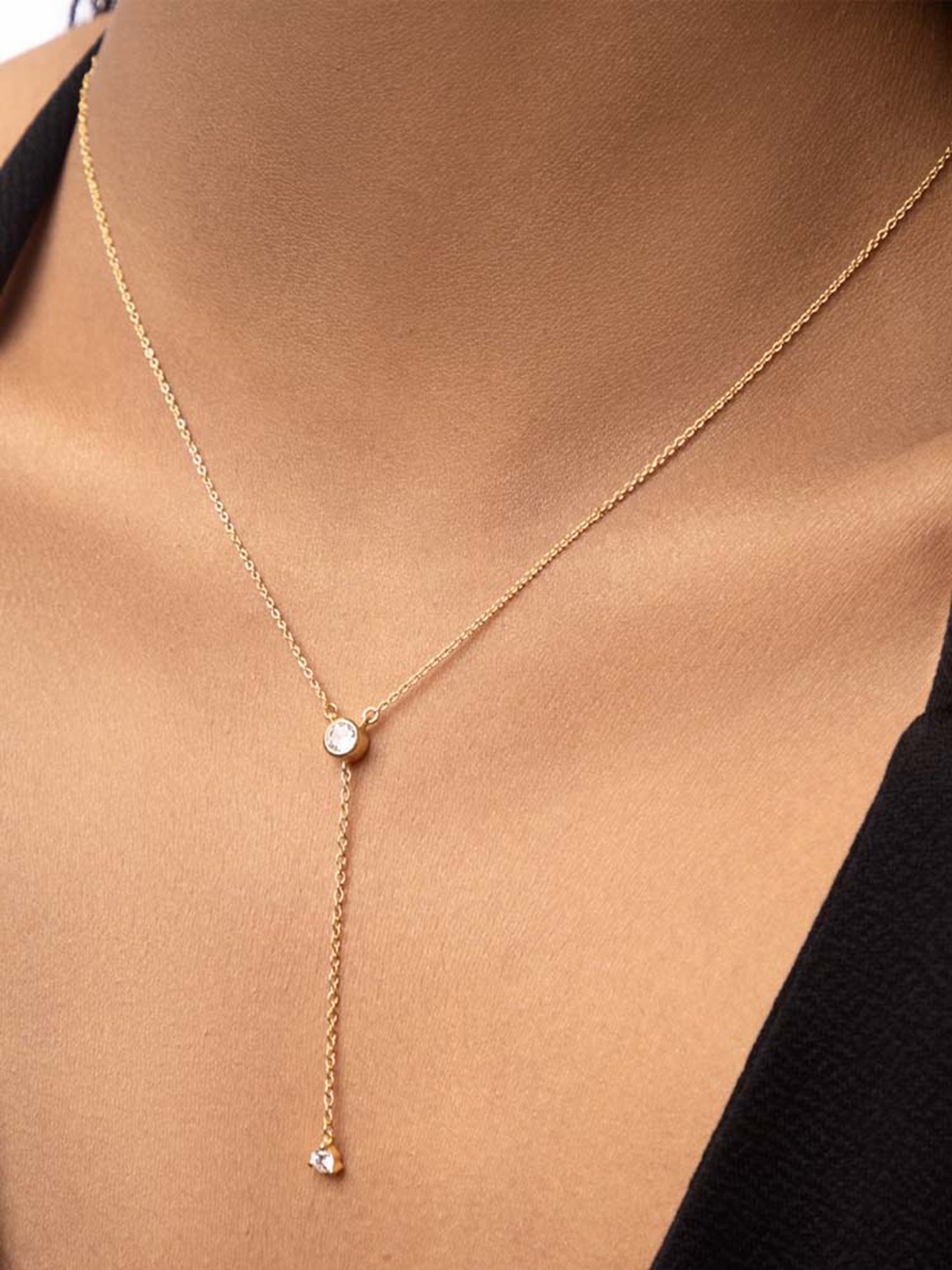 

STERLYN 925 Sterling Silver Gold-Plated Cubic Zirconia Studded Necklace