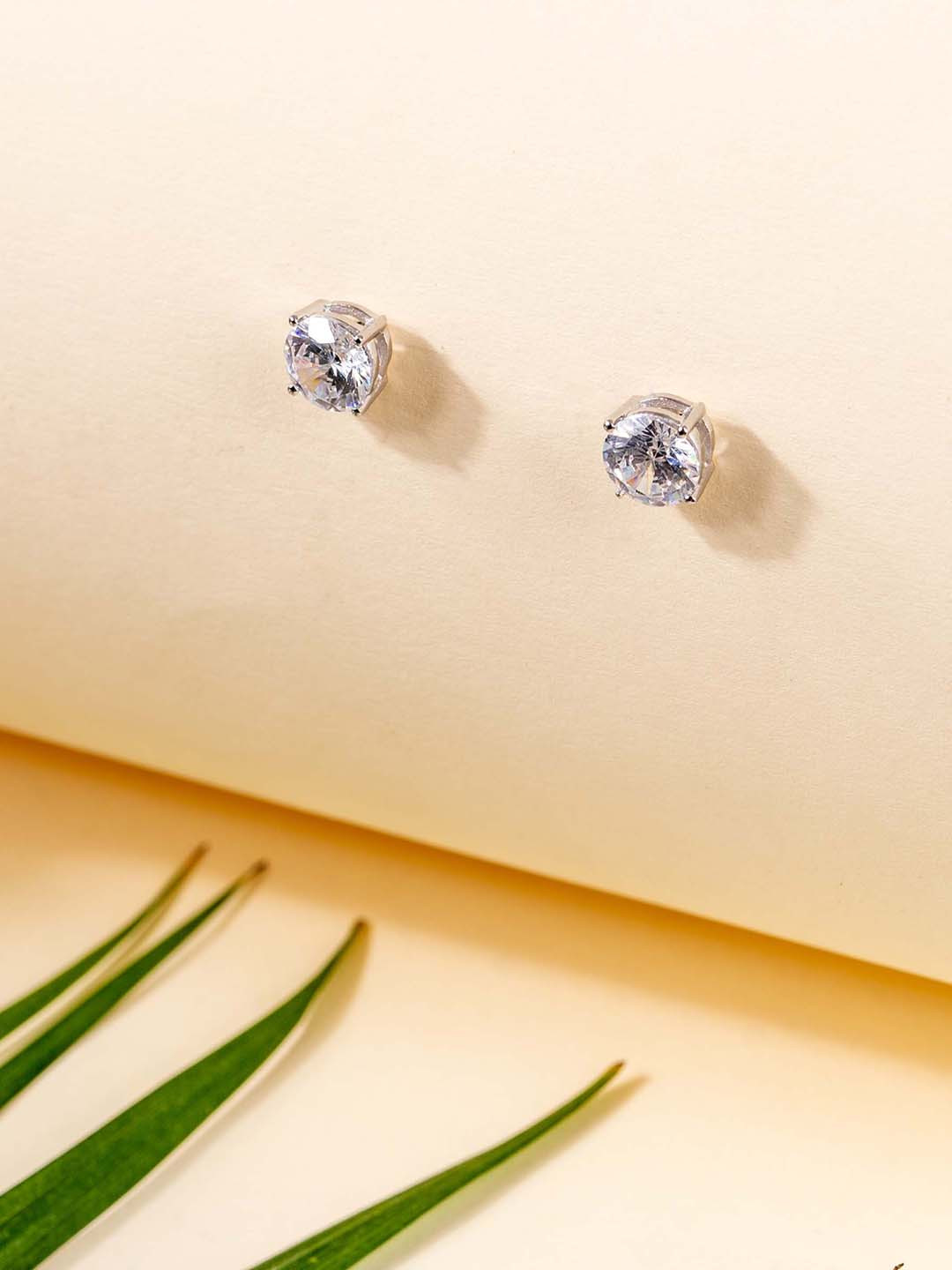 

STERLYN 925 Sterling Silver Contemporary Silver Plated Stud Earrings