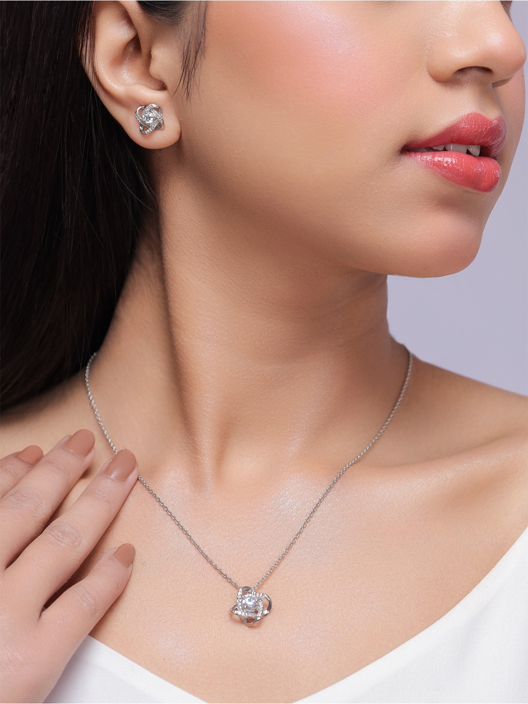 

STERLYN 925 Sterling Silver Rhodium-Plated Pendants With Chain