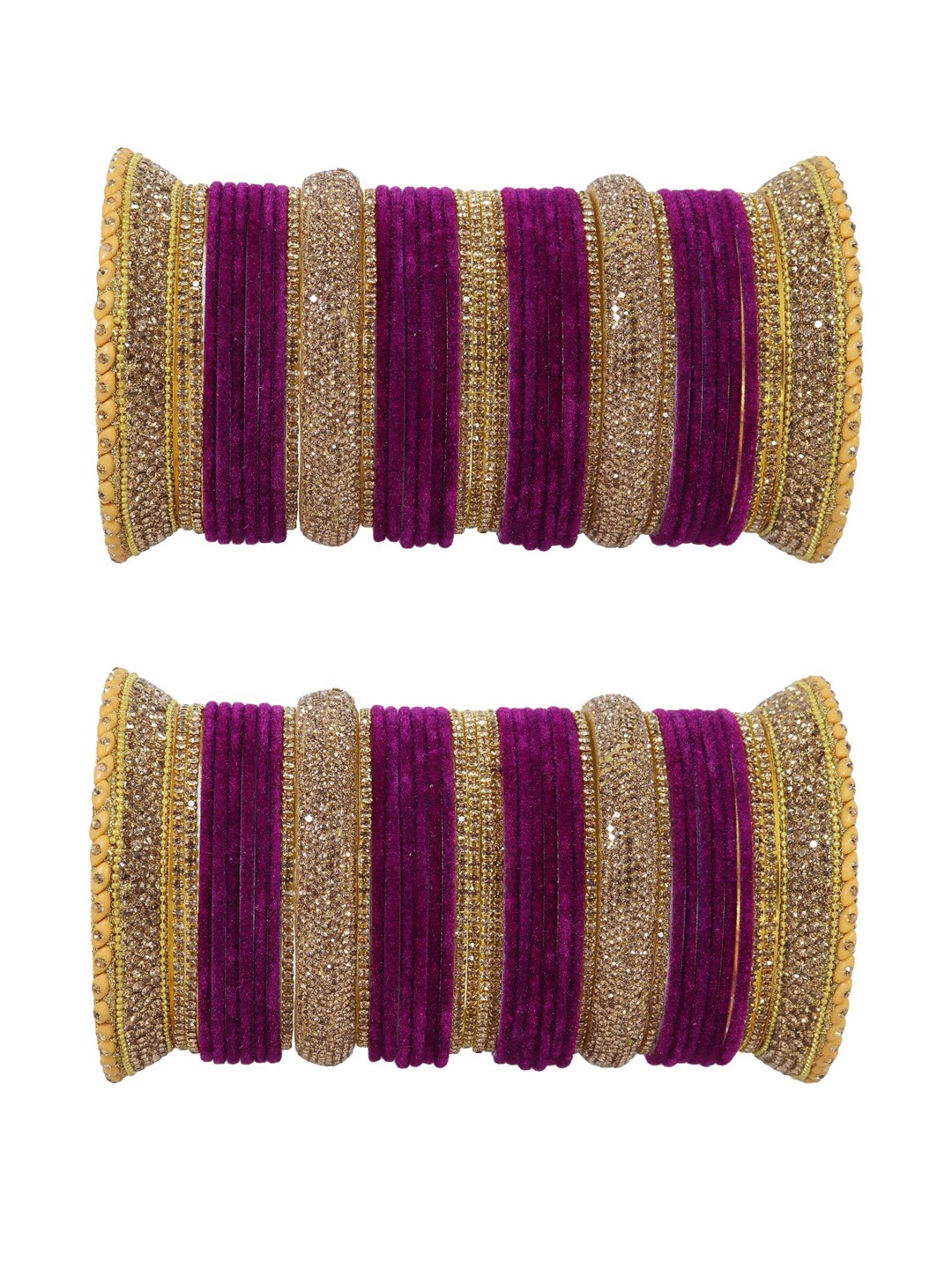 

LAVAZZA Set Of 80 Crystal-studded Chuda Bangles, Purple